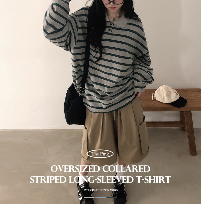 早秋預訂｜Overfit 條紋長袖T 恤