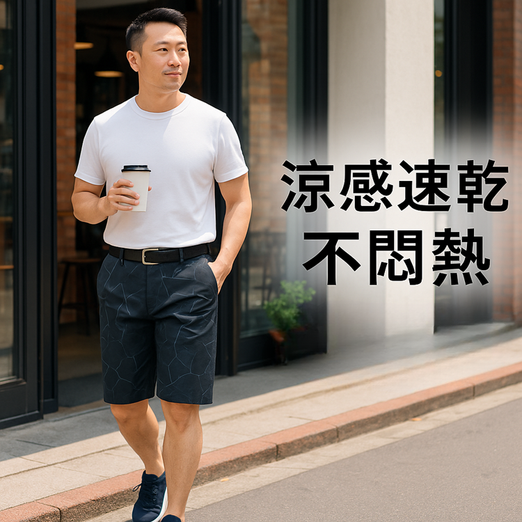 甄褲｜熟男涼感機能短褲｜微鬆緊直筒五分褲（29–44 吋）