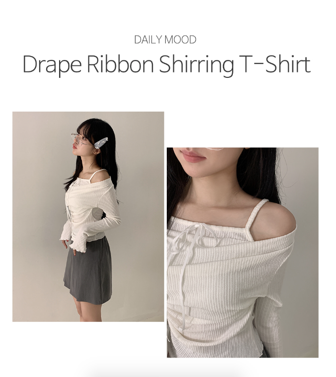 早秋預訂｜修身疊層褶皺波浪長袖T 恤