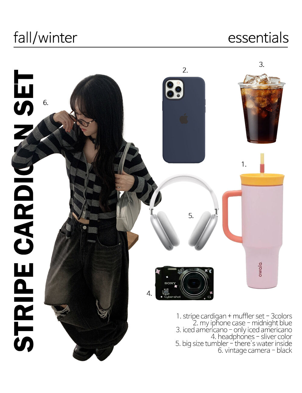 早秋預訂｜條紋短款開襟衫 + 圍巾SET