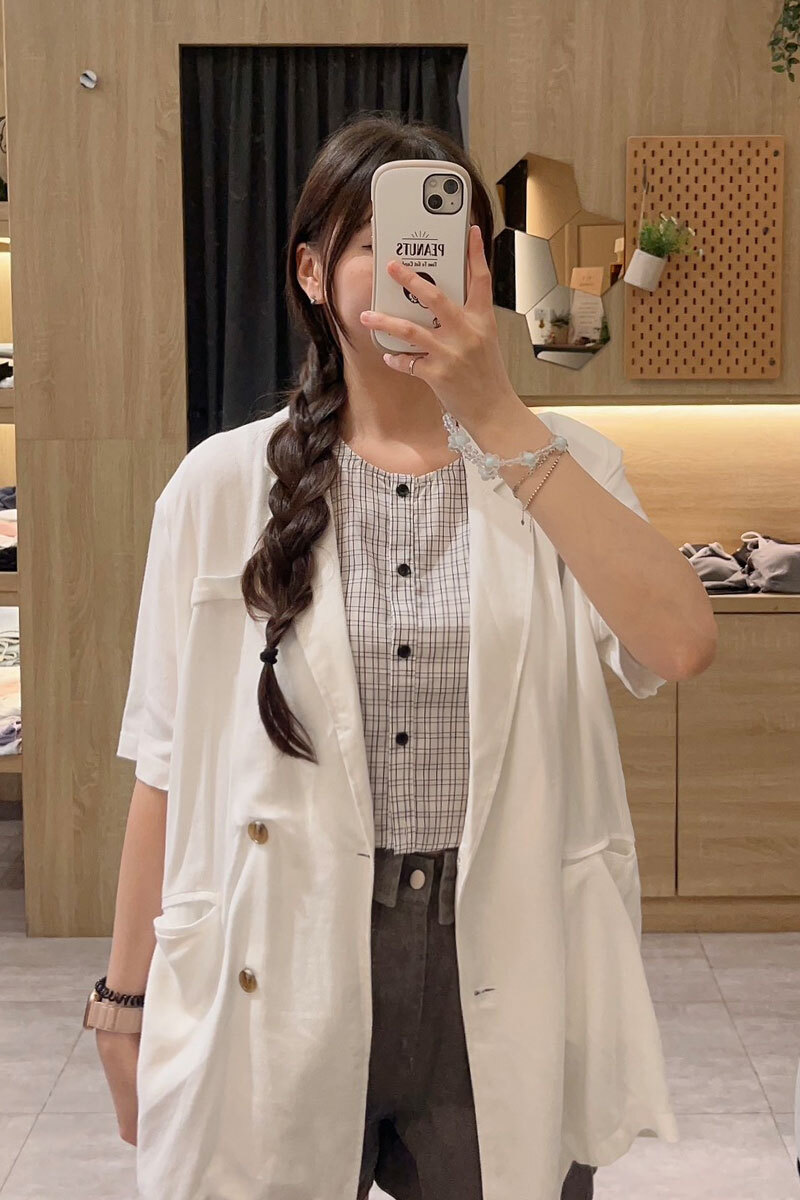 【官網限定】over size棉麻翻領外套