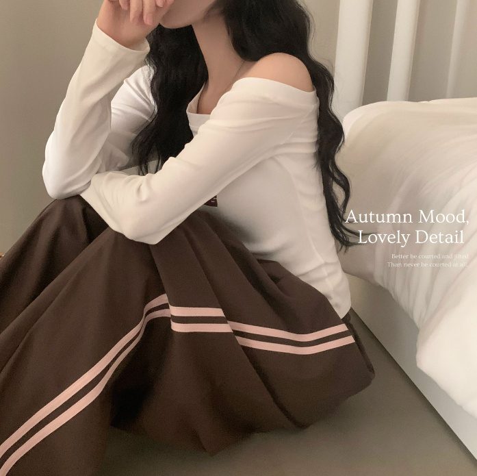 早秋預訂｜Line 棉質長寬版撞色褲