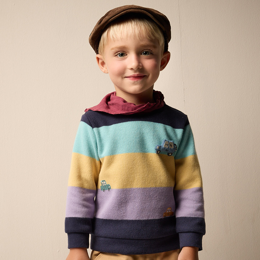 PIPPY 寬版條紋彈性棉圓領長袖上衣