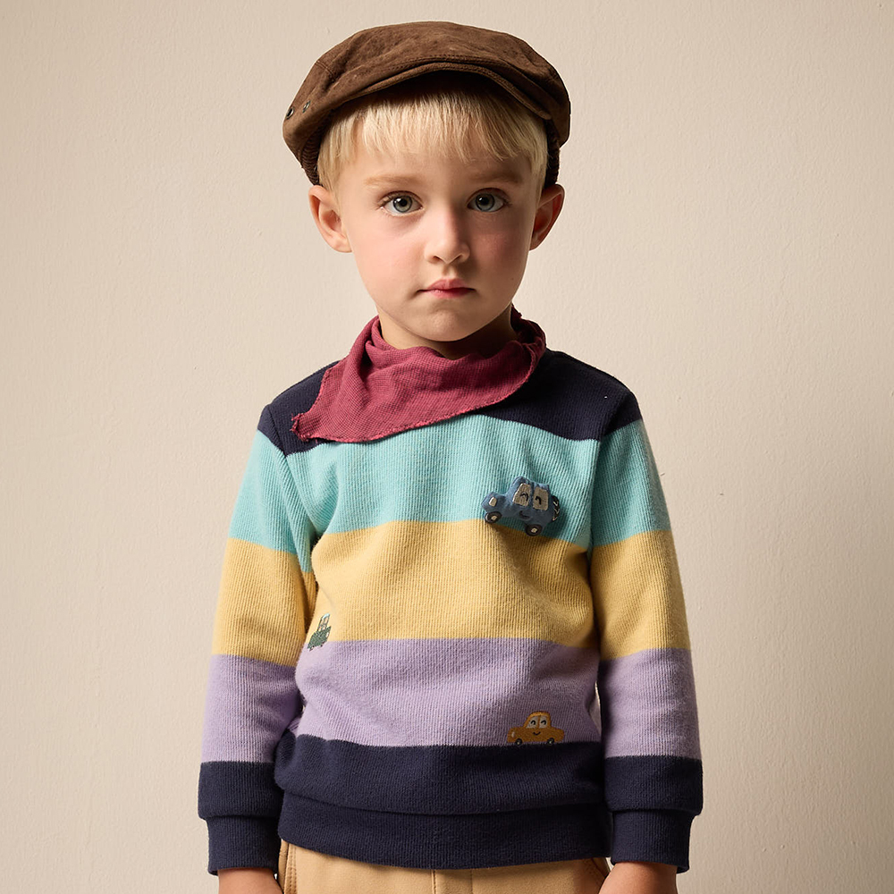 PIPPY 寬版條紋彈性棉圓領長袖上衣