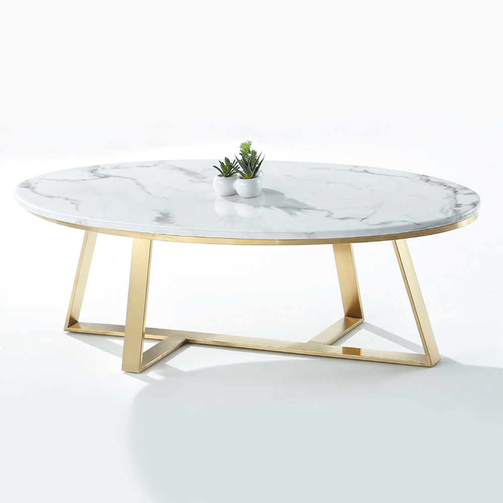 莎曼4尺橢圓形石面大茶几