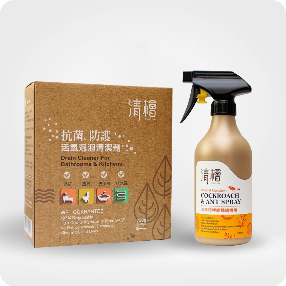 清檜 雙剋星組合(活氧泡泡清潔劑+蟑螂螞蟻噴劑)