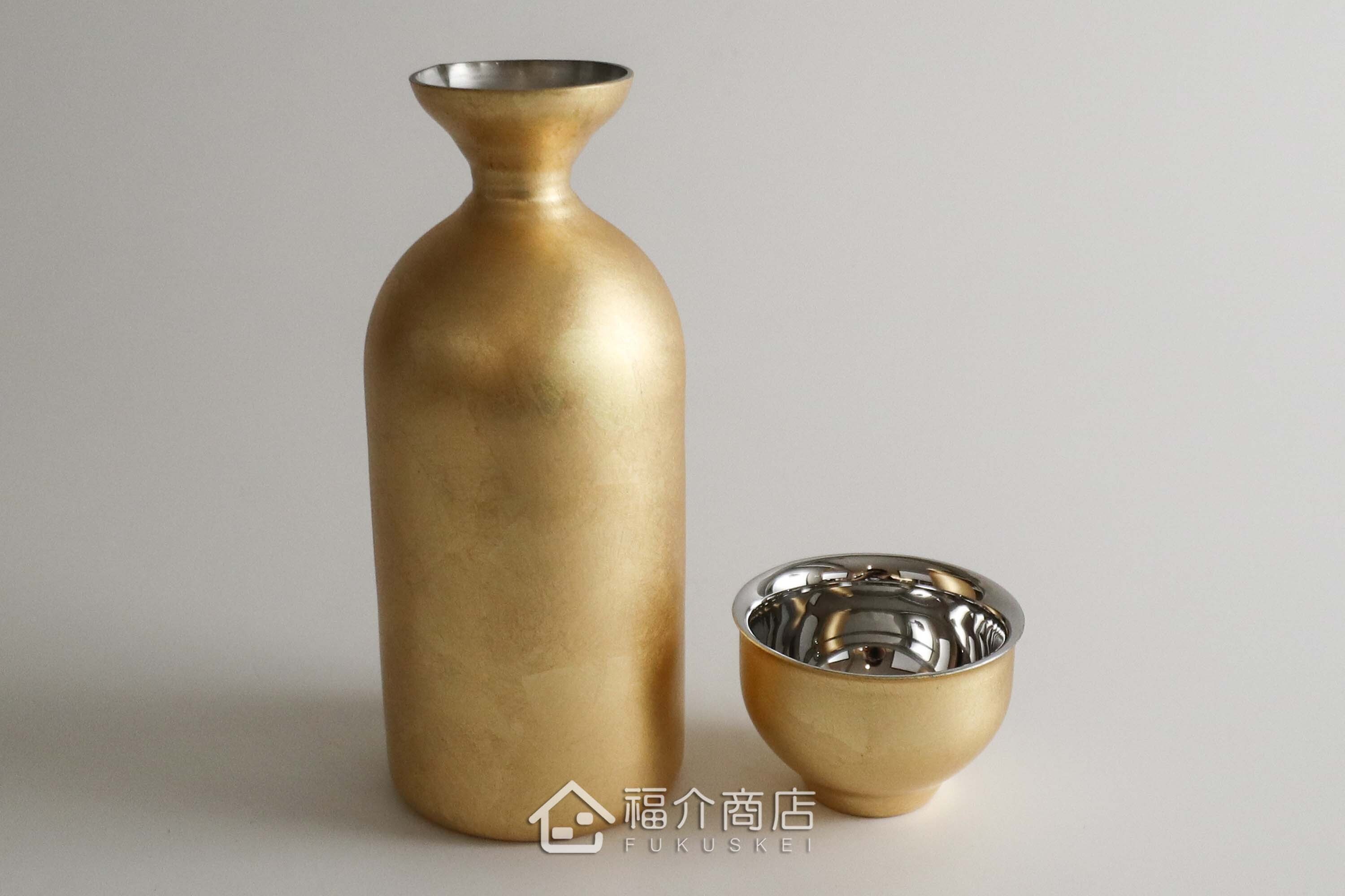 用於盛裝日本清酒用的金箔造型不鏽鋼材質雙層保溫壺