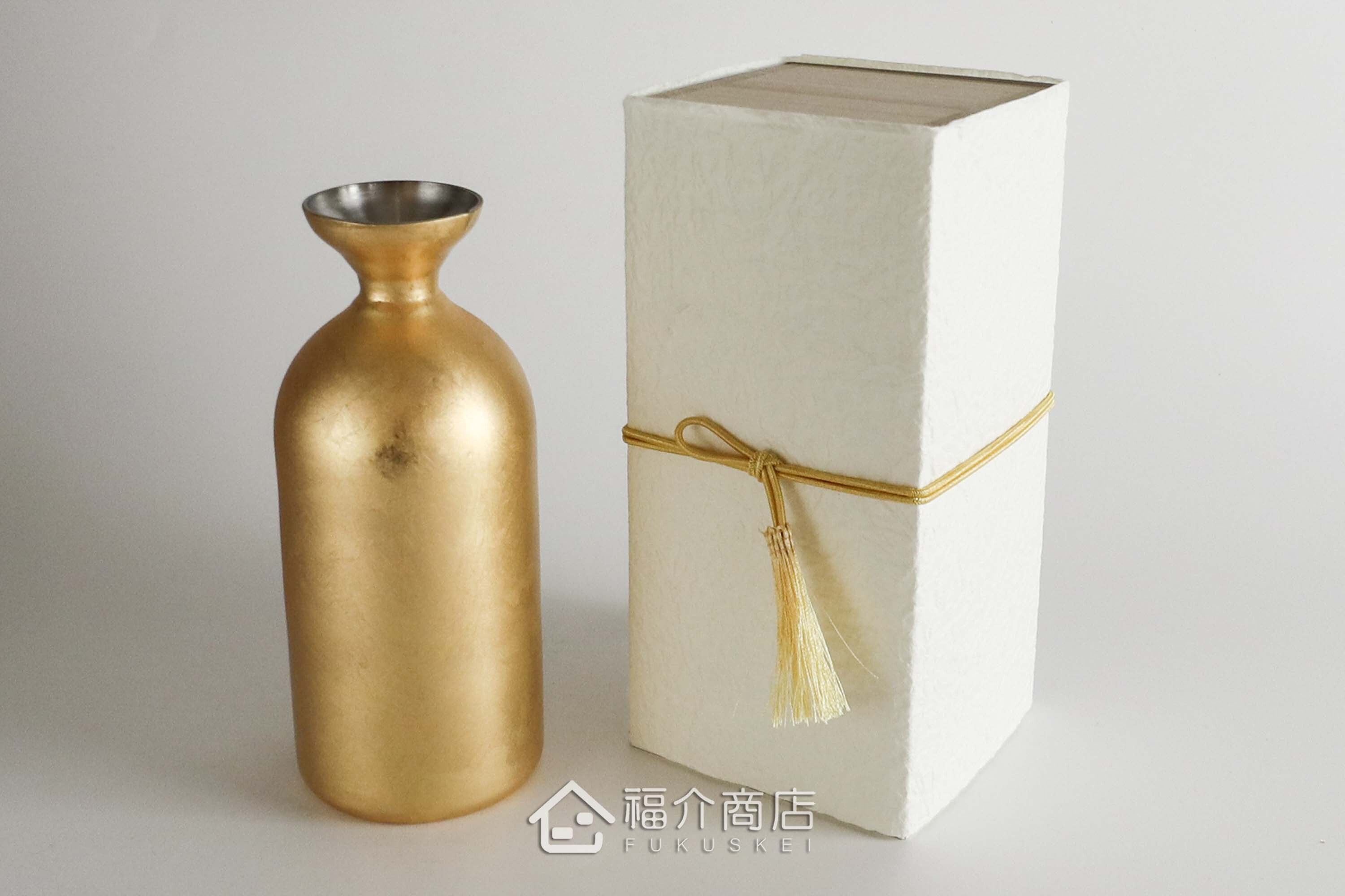 用於盛裝日本清酒用的金箔造型不鏽鋼材質雙層保溫壺