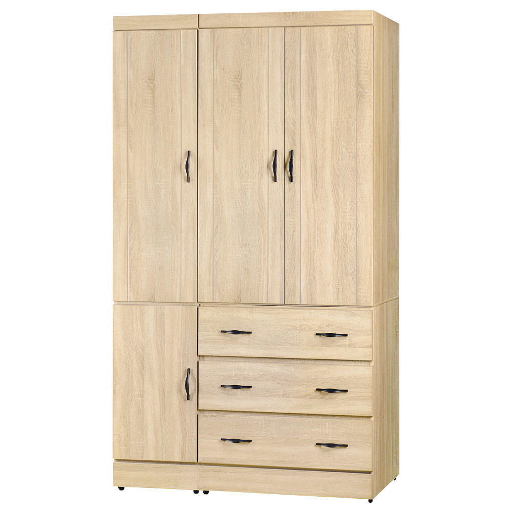 莉卡3.8尺四門三抽衣櫃(兩色可選)