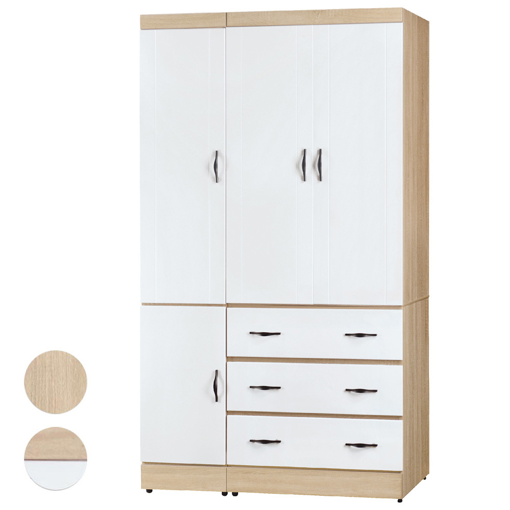 莉卡3.8尺四門三抽衣櫃(兩色可選)