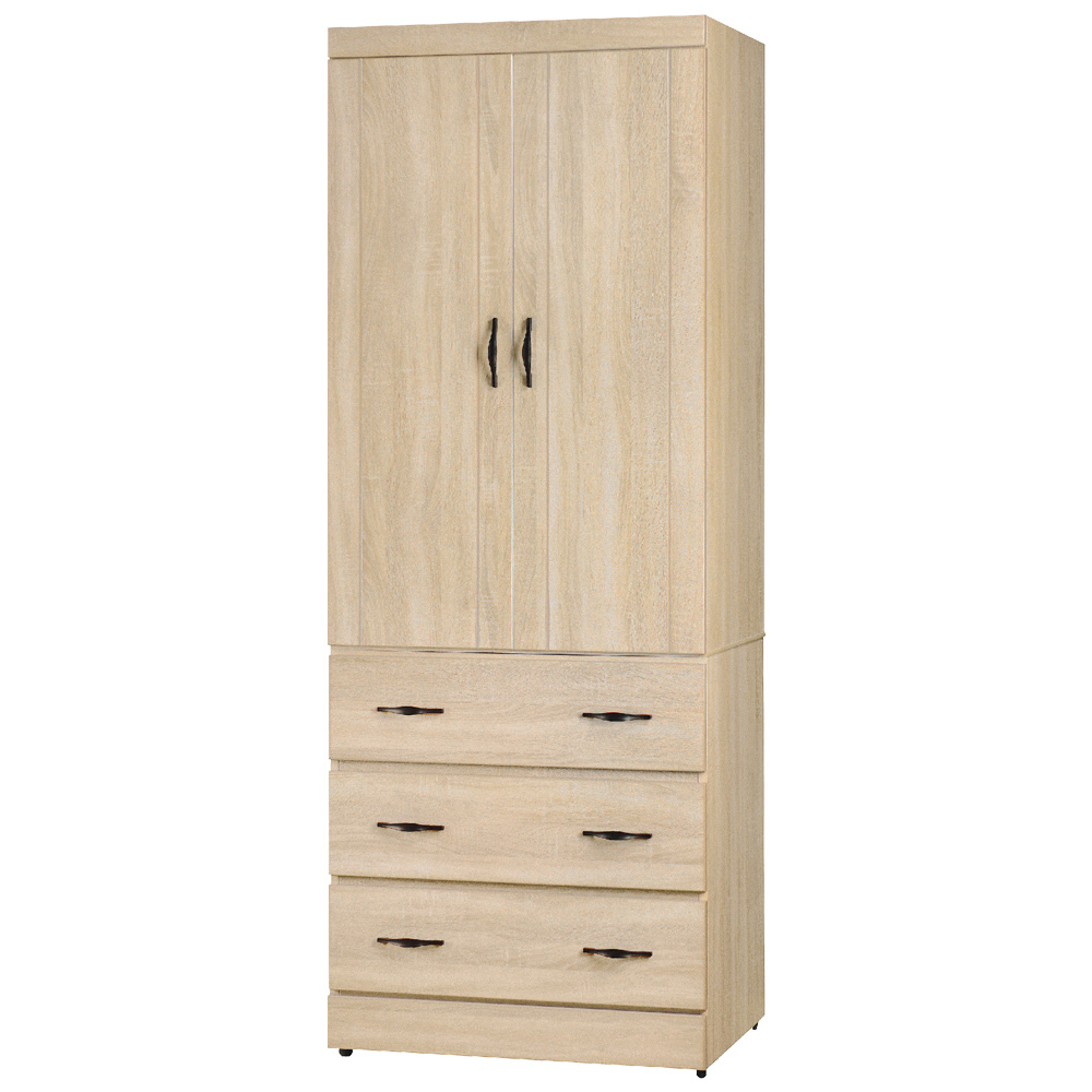 莉卡2.7尺二門三抽衣櫃(兩色可選)