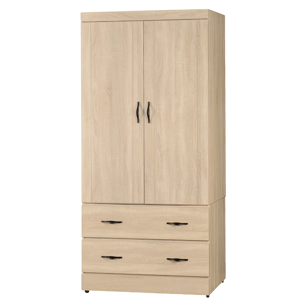 莉卡2.7尺二門二抽衣櫃(兩色可選)