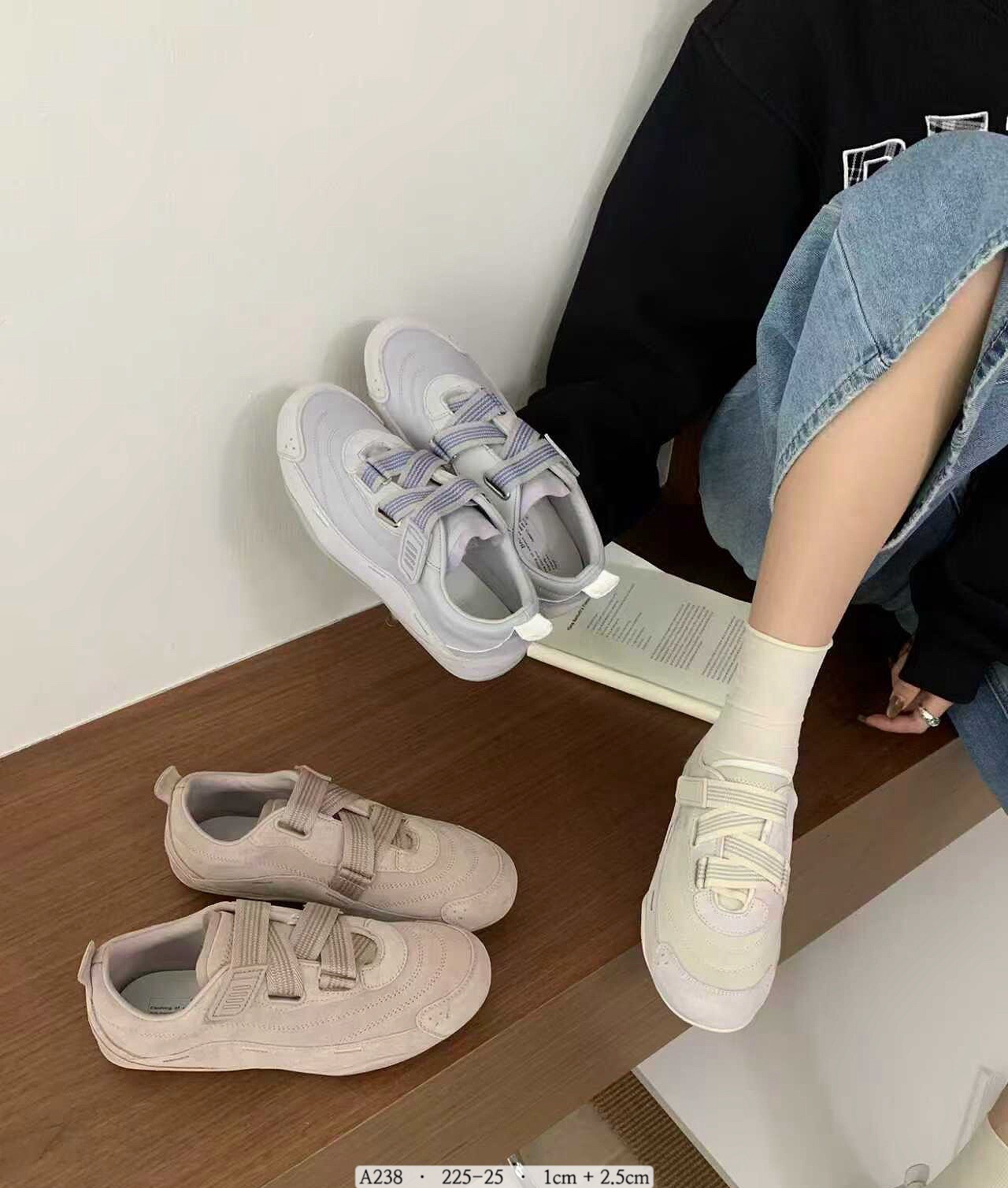 A238 韓國真皮復古魔鬼氈休閒鞋