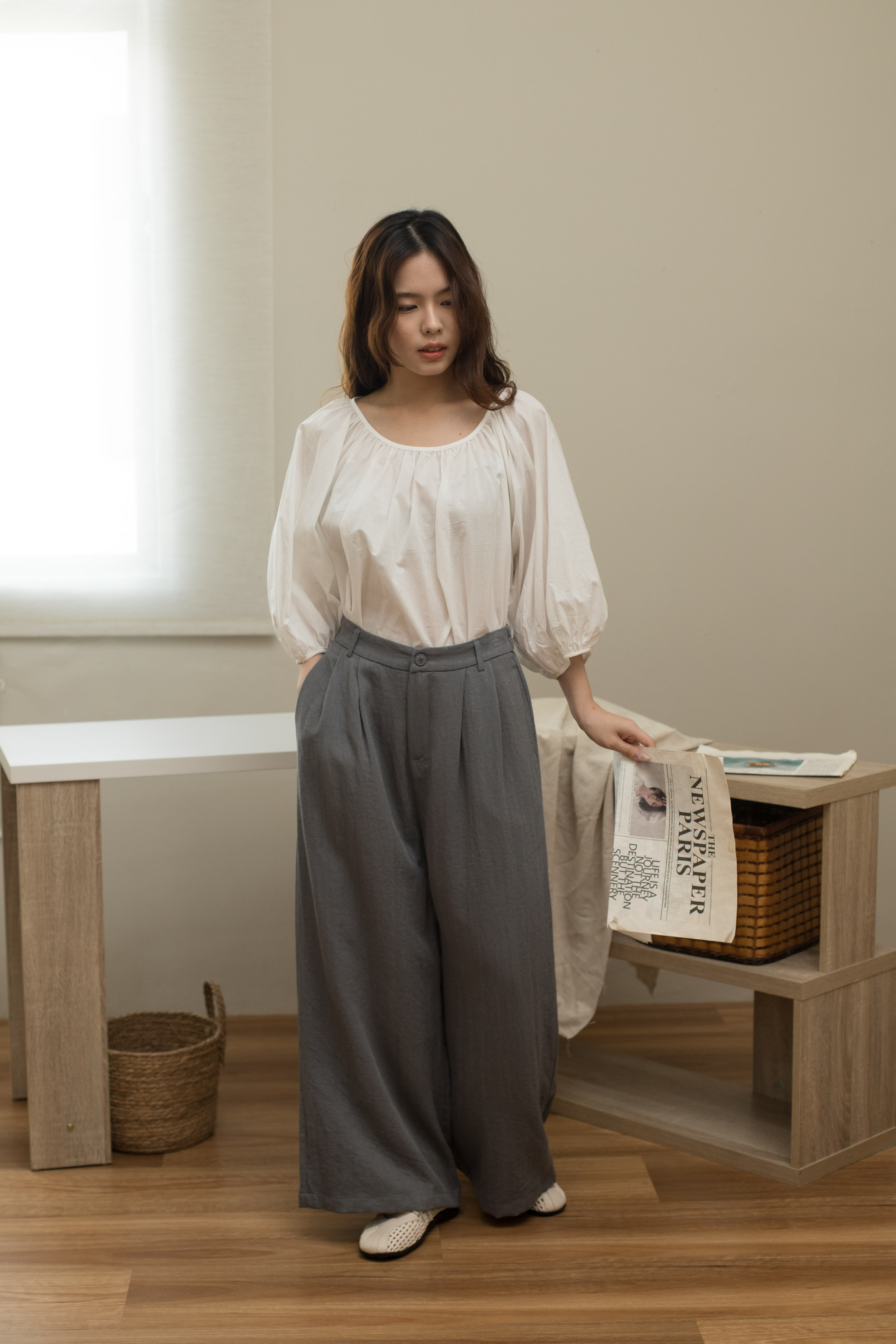 Wenny Wide Leg Pants Grey -2466PLGRY