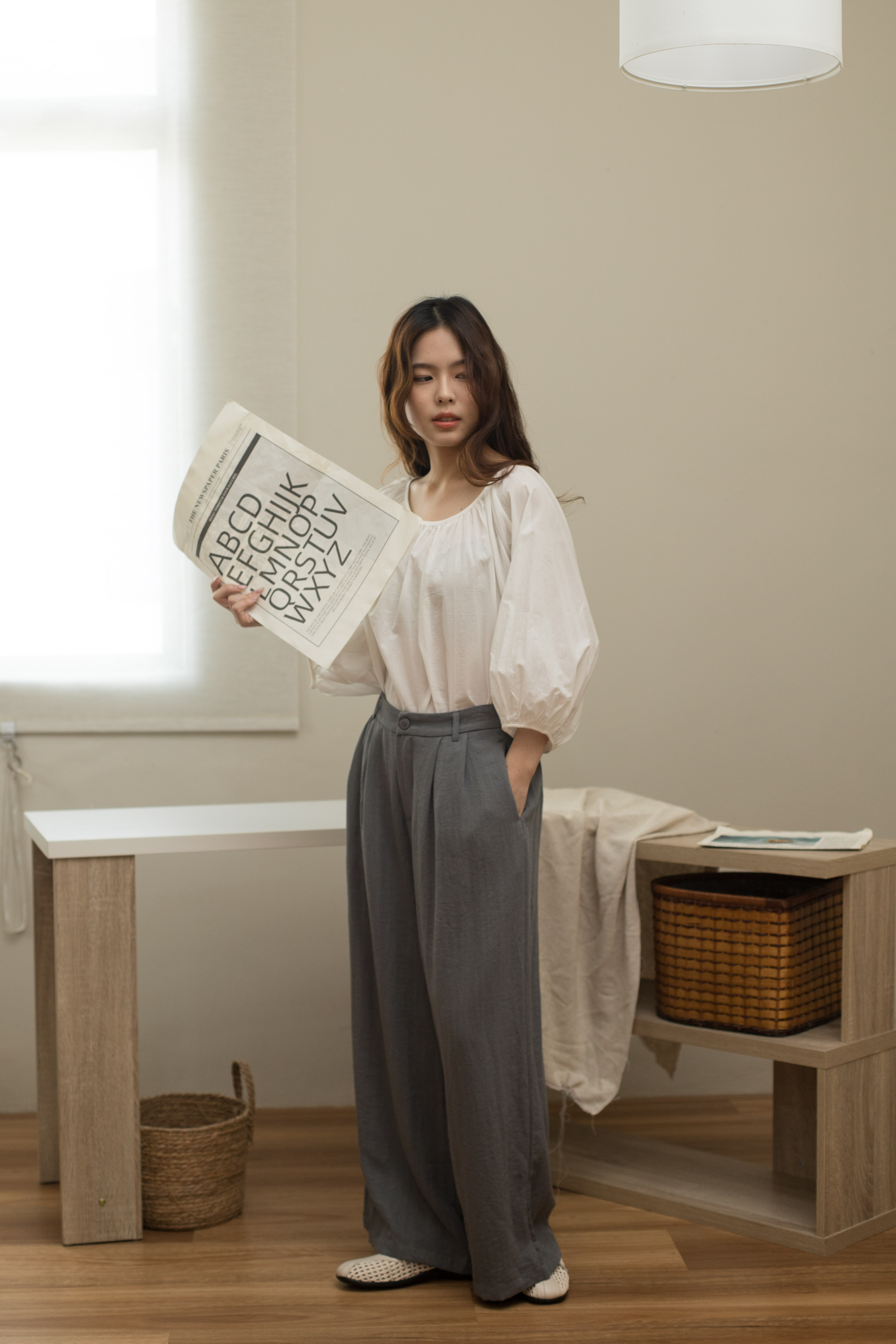 Wenny Wide Leg Pants Grey -2466PLGRY