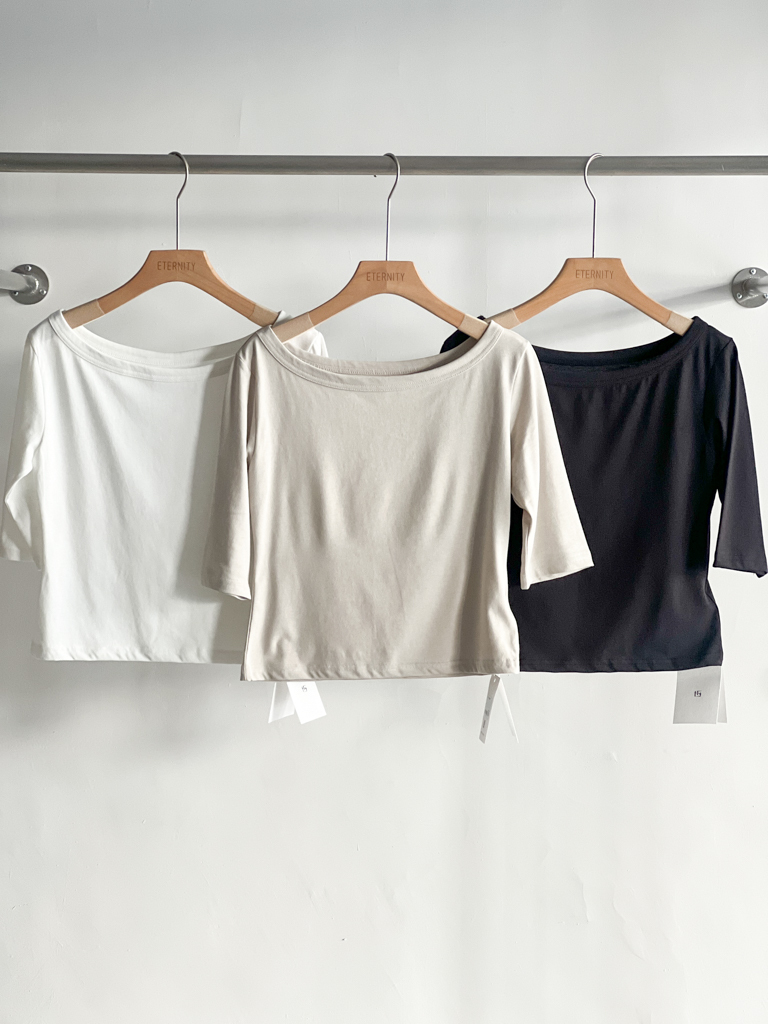 0814一字領短版T