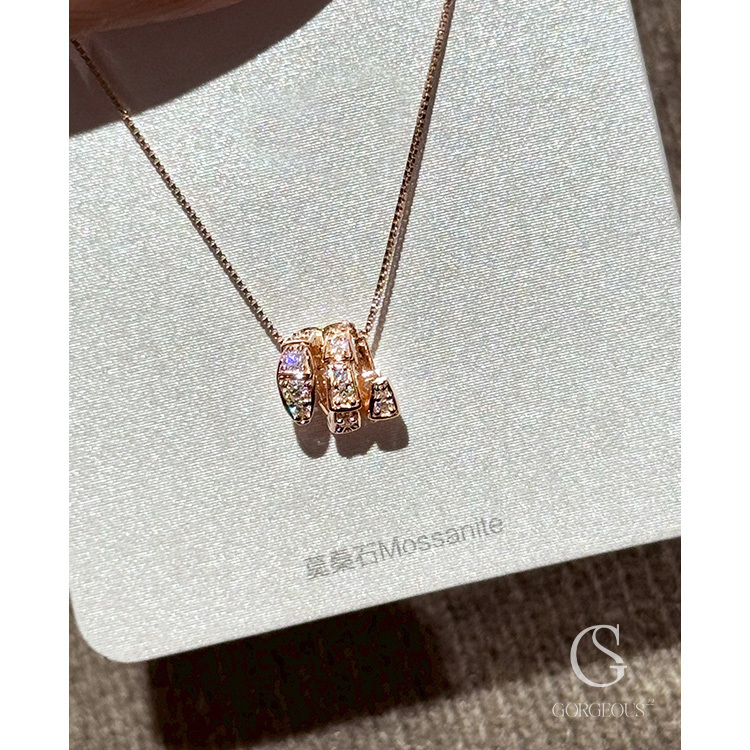 R14 現貨「繞環莫桑鑽項鍊(925銀)」