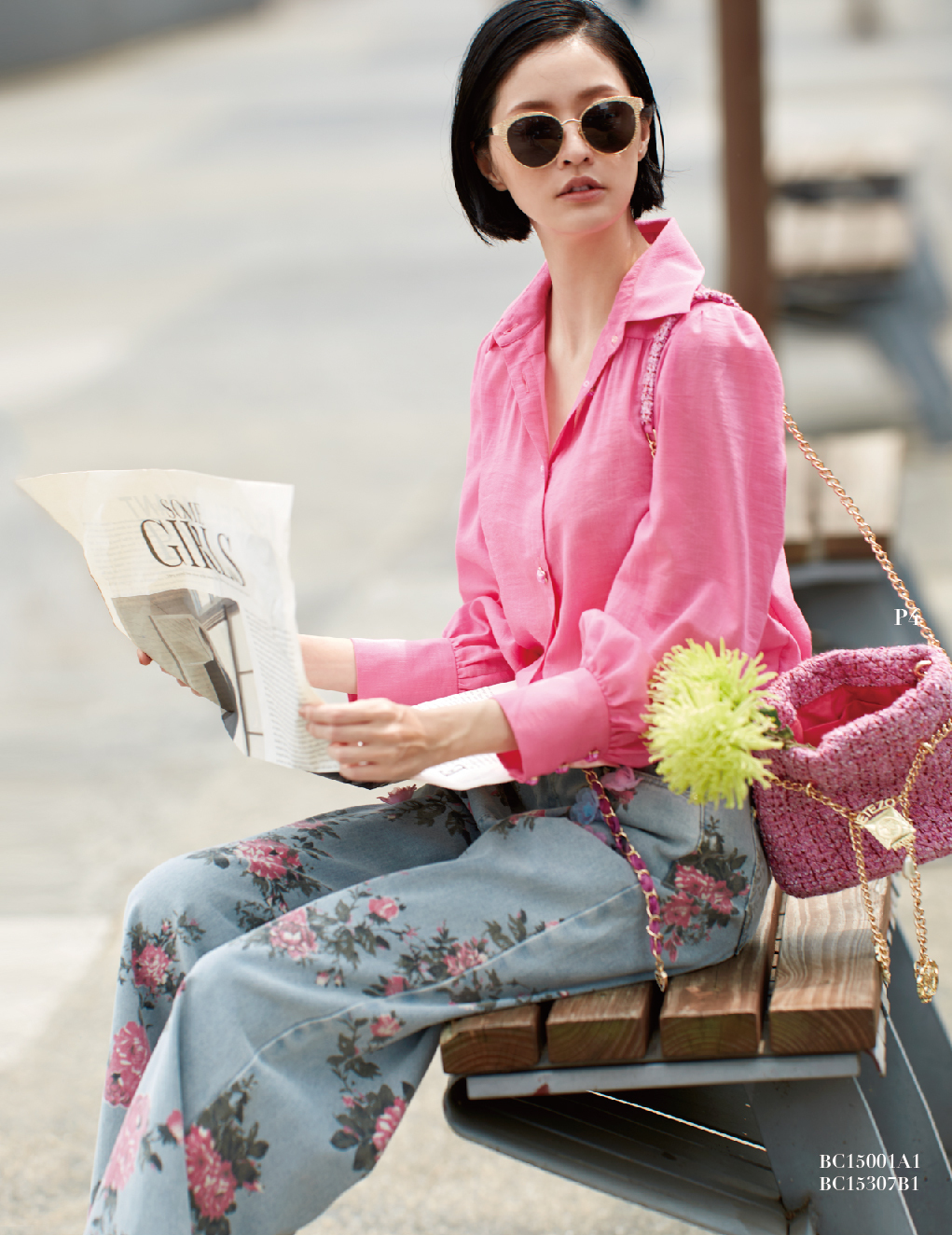 BC15001A1 玫瑰山谷典雅桃粉襯衫