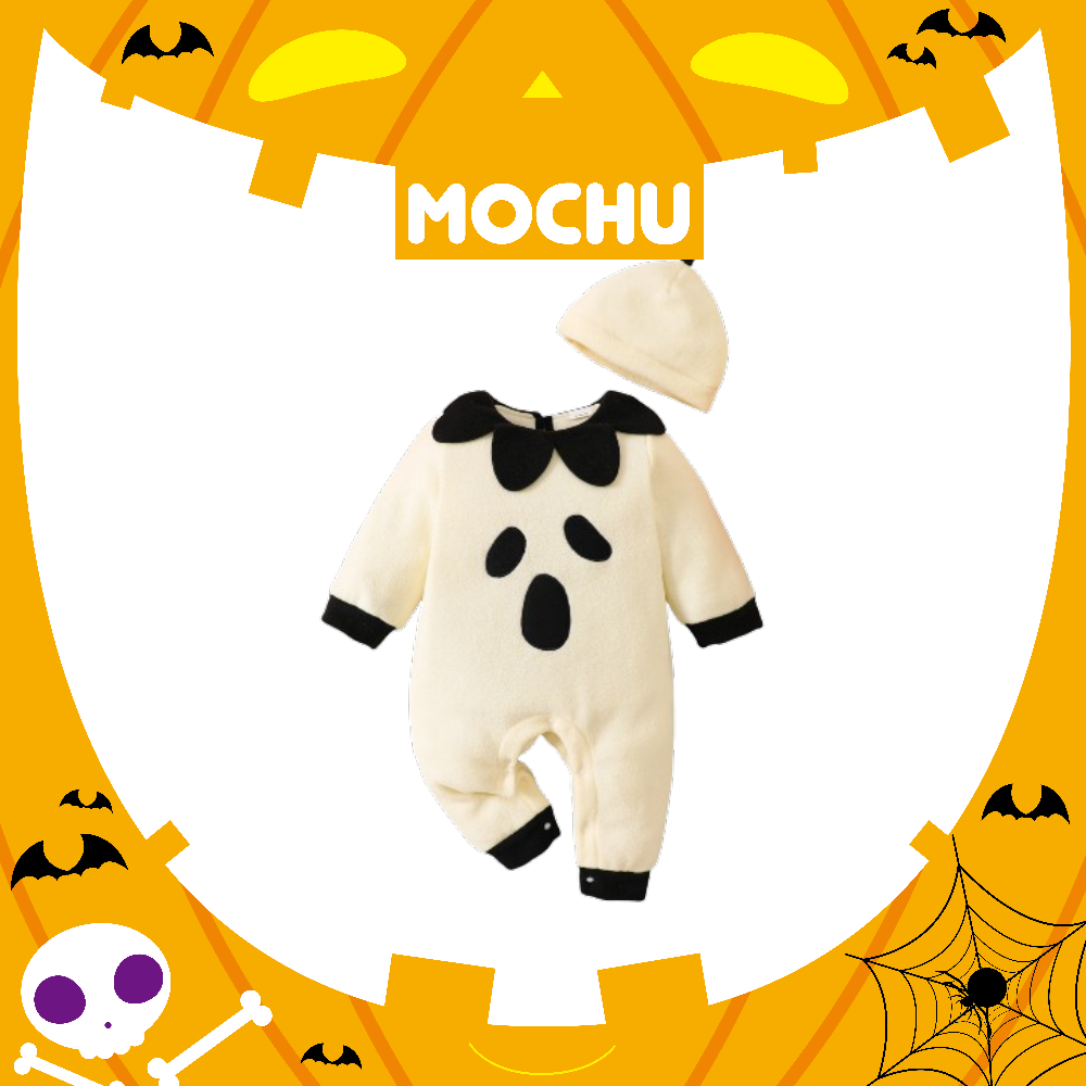 (12-18M現貨)驚訝幽靈花瓣領連身衣