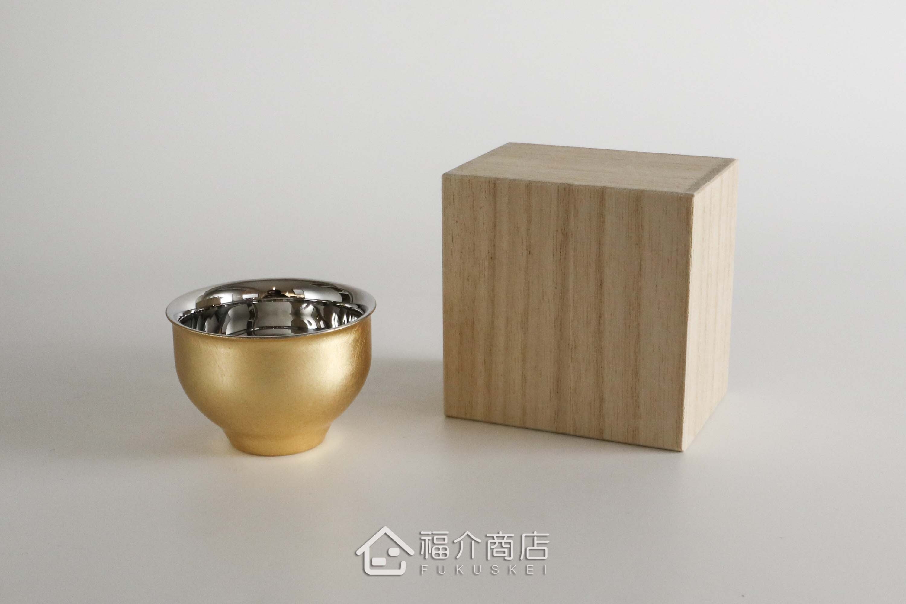 用於盛裝日本清酒用的金箔造型不鏽鋼材質50ml雙層保溫杯