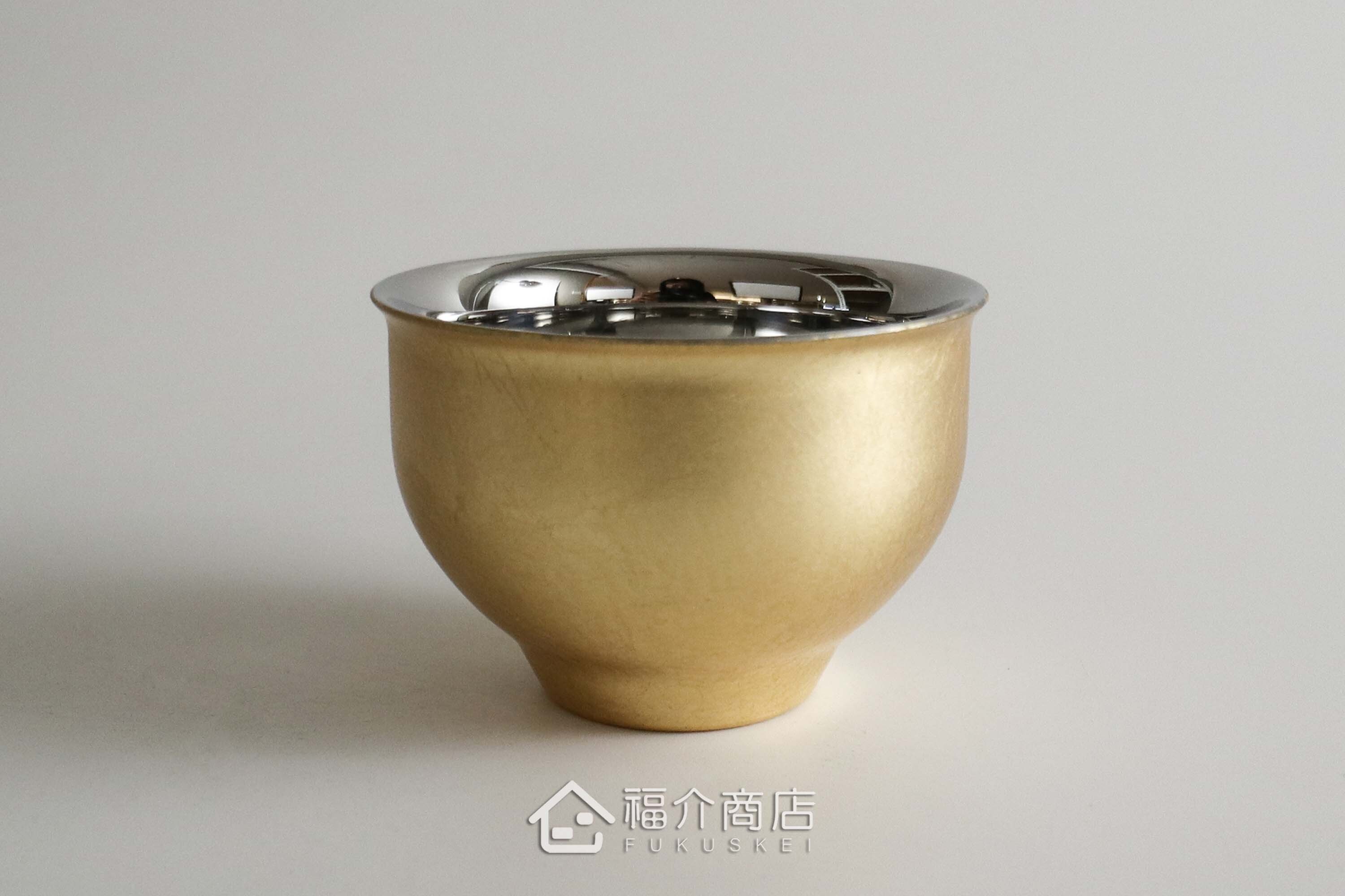 用於盛裝日本清酒用的金箔造型不鏽鋼材質50ml雙層保溫杯