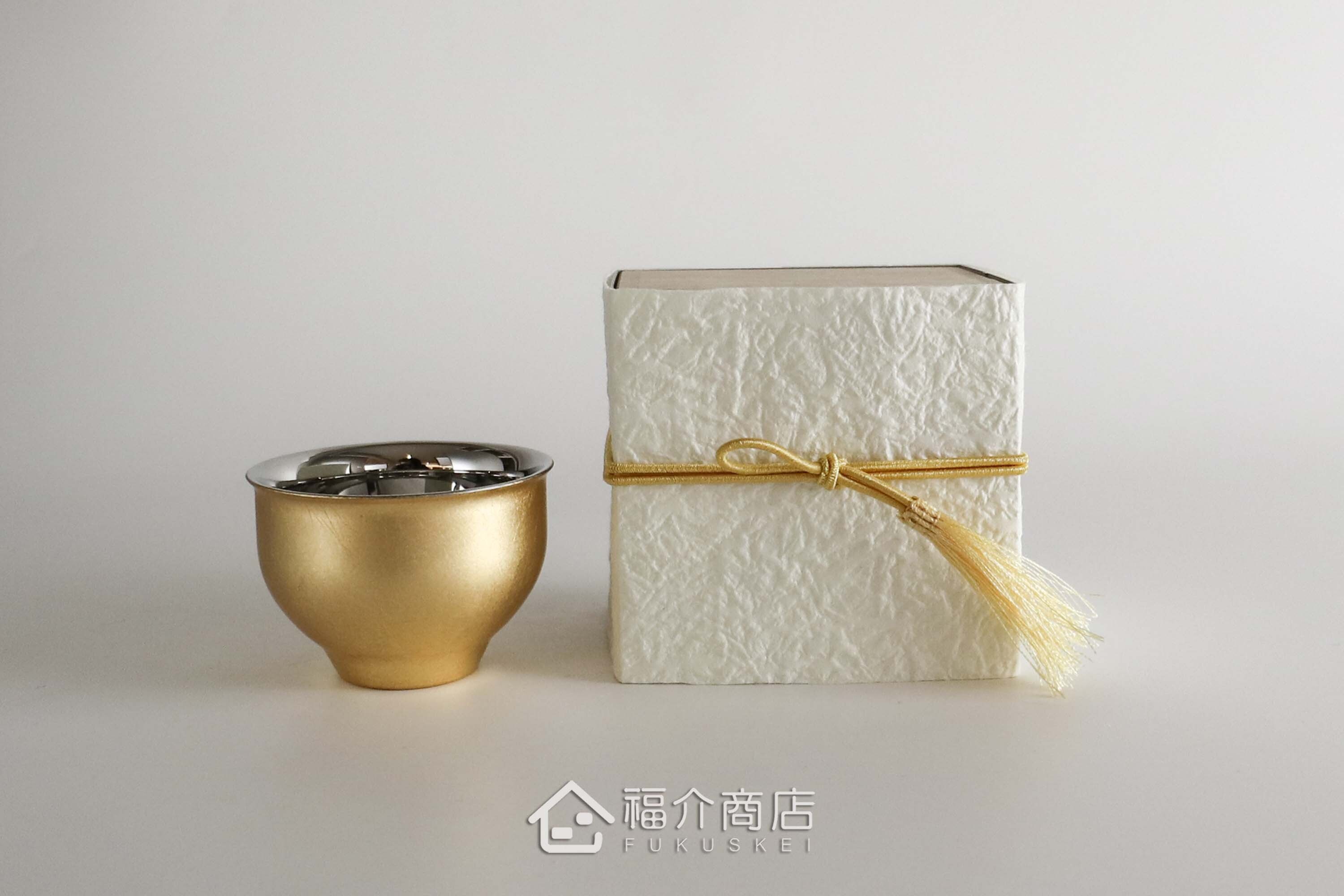 用於盛裝日本清酒用的金箔造型不鏽鋼材質50ml雙層保溫杯