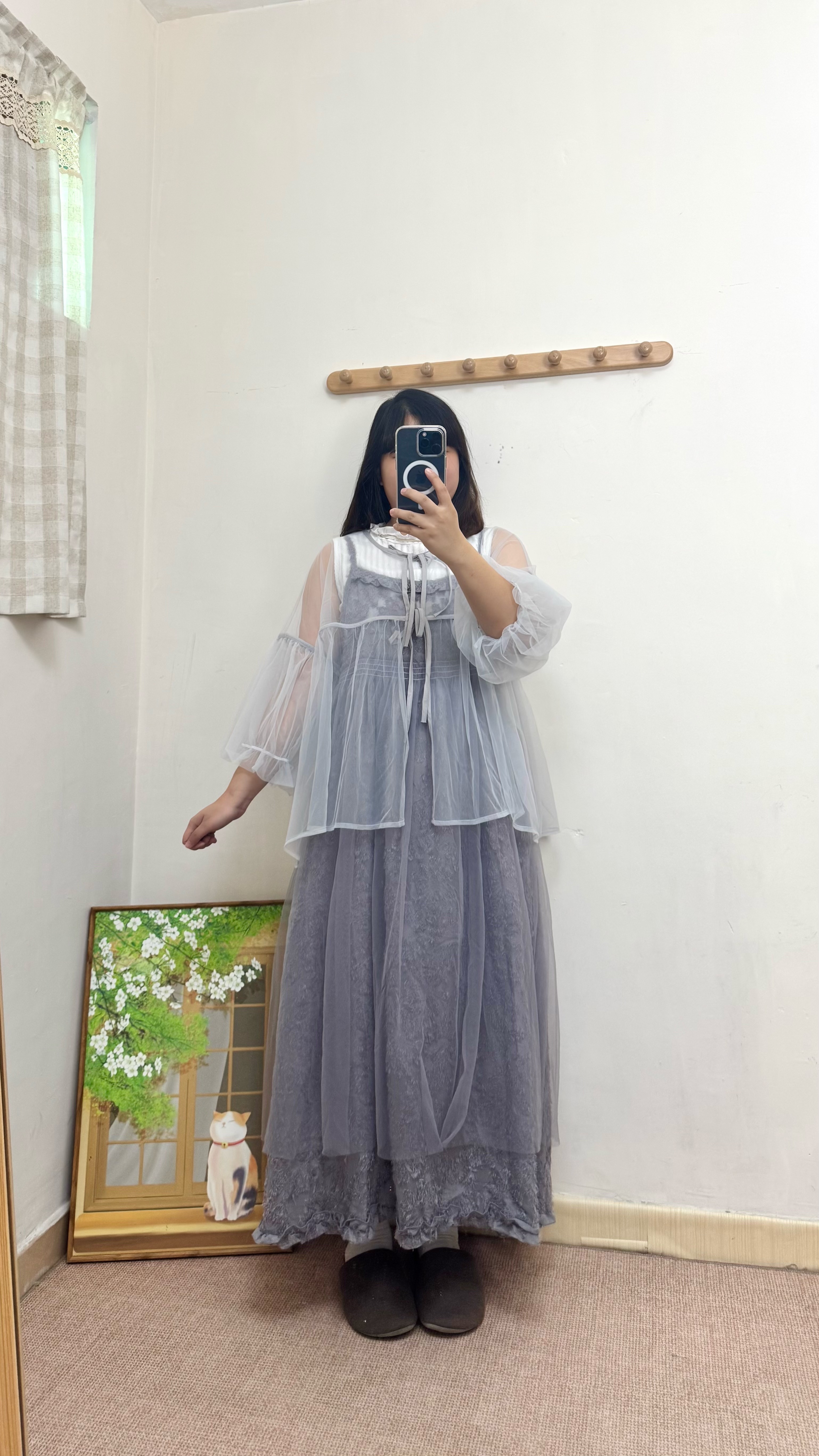 仙氣感up🪄泡泡袖透紗外搭