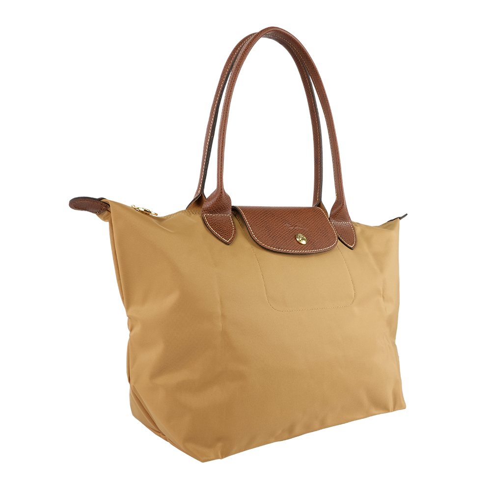 【Longchamp】M號長把LE PLIAGE摺疊水餃包(鹿褐色)