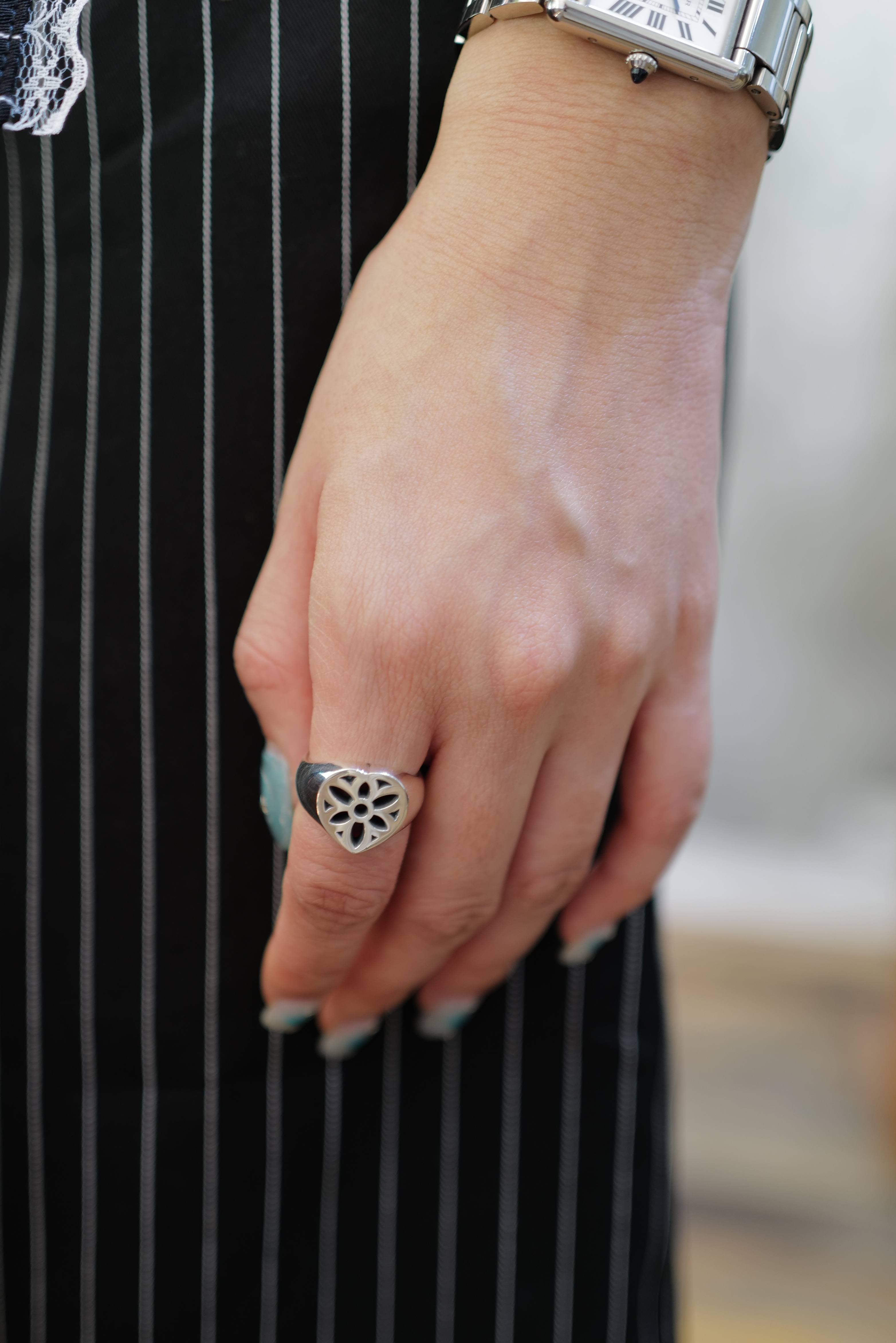 GA Heart Rosette Signet Ring