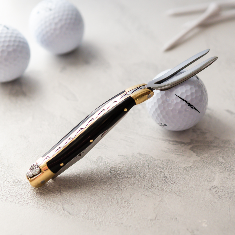 FORGE DE LAGUIOLE | 黑牛角黃銅 ⋆ 高爾夫球帶刀果嶺叉