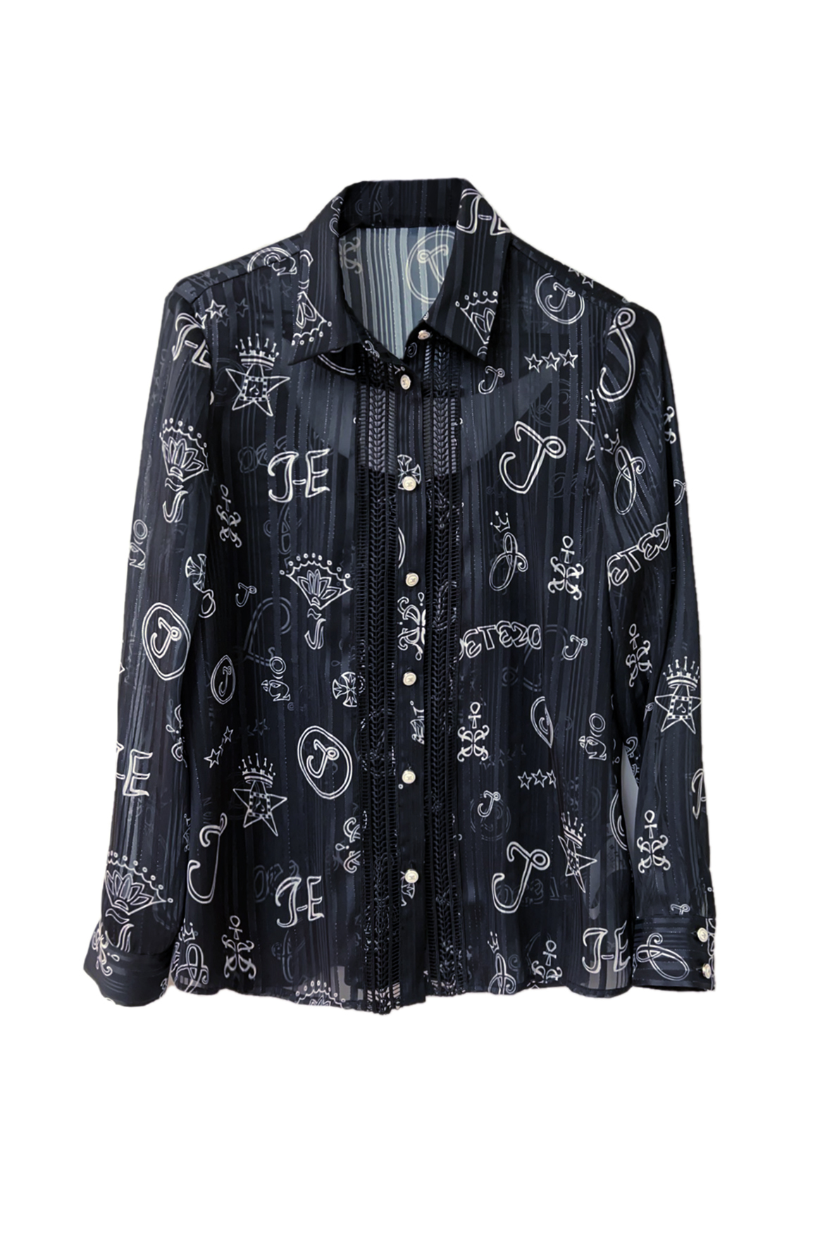 BC15012A1 logo 壁畫塗鴉水溶蕾絲鑲嵌襯衫 (附內搭)