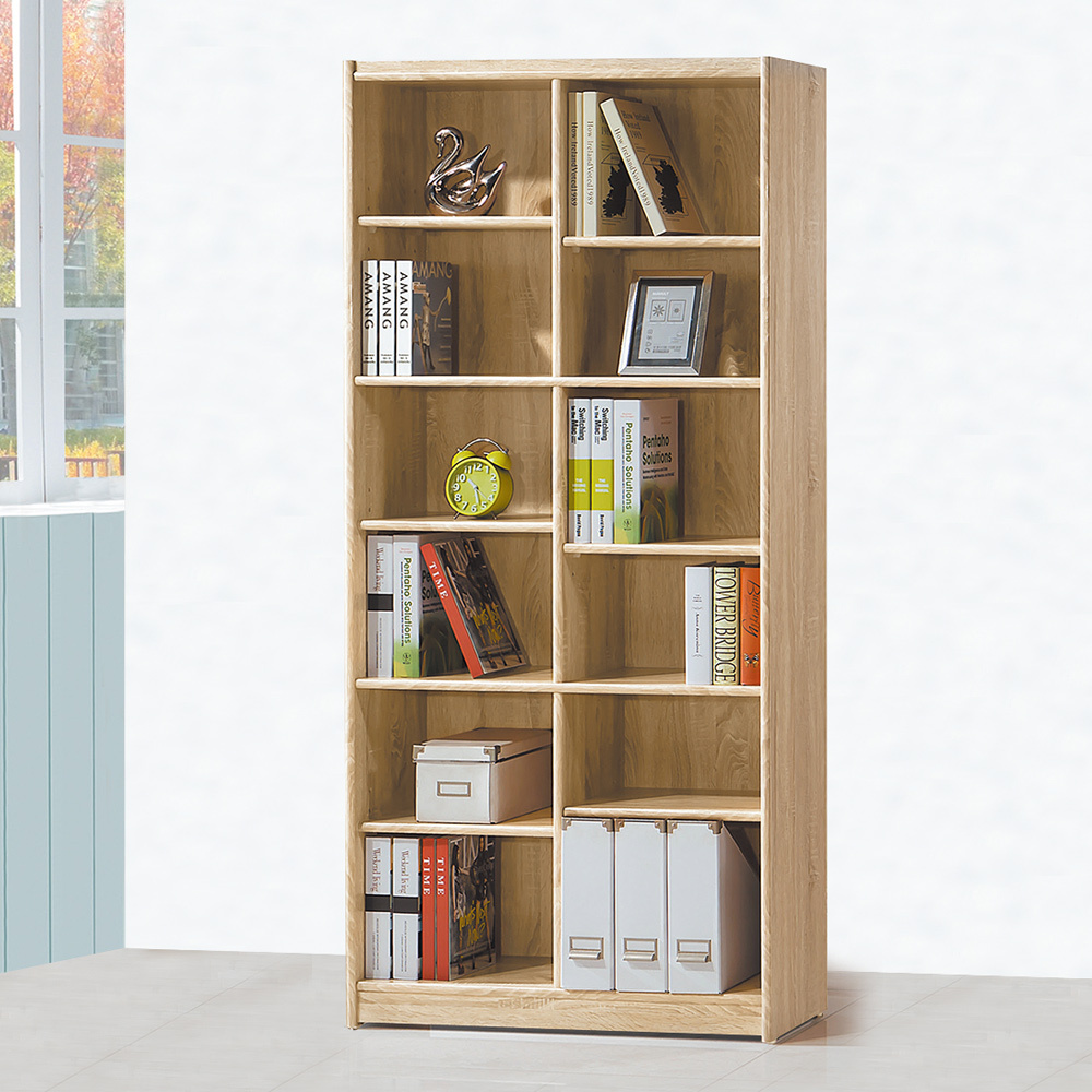 泰尼2.7尺開放式12格書櫃/收納櫃