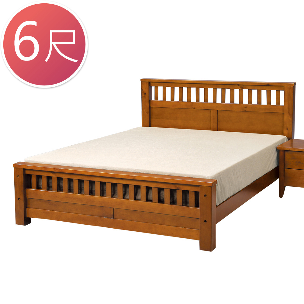 席思6尺實木雙人加大床架(不含床墊)