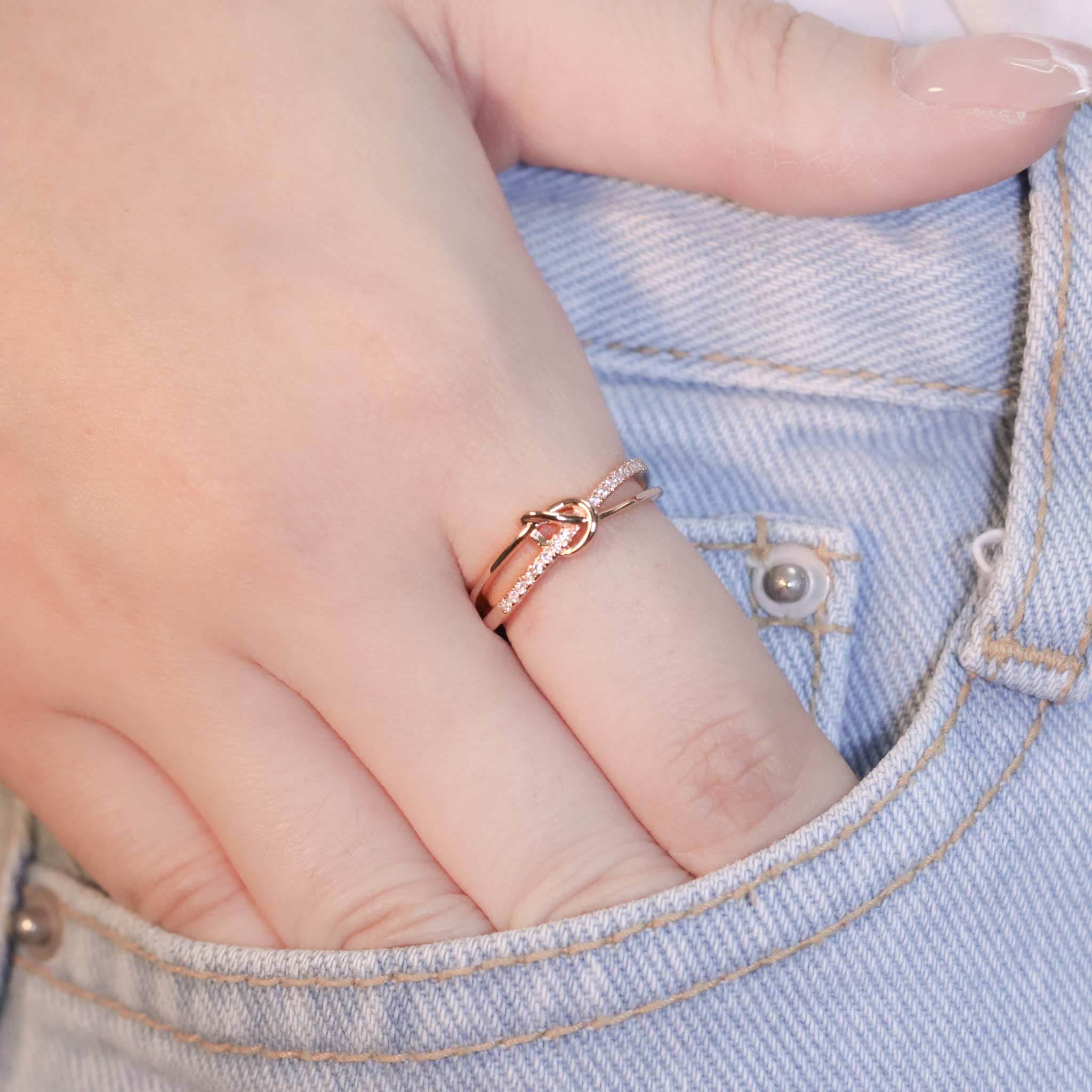 | 925純銀・ 玫瑰金 ・莫桑石 | 轉身邂逅你戒指 | RI0938 |