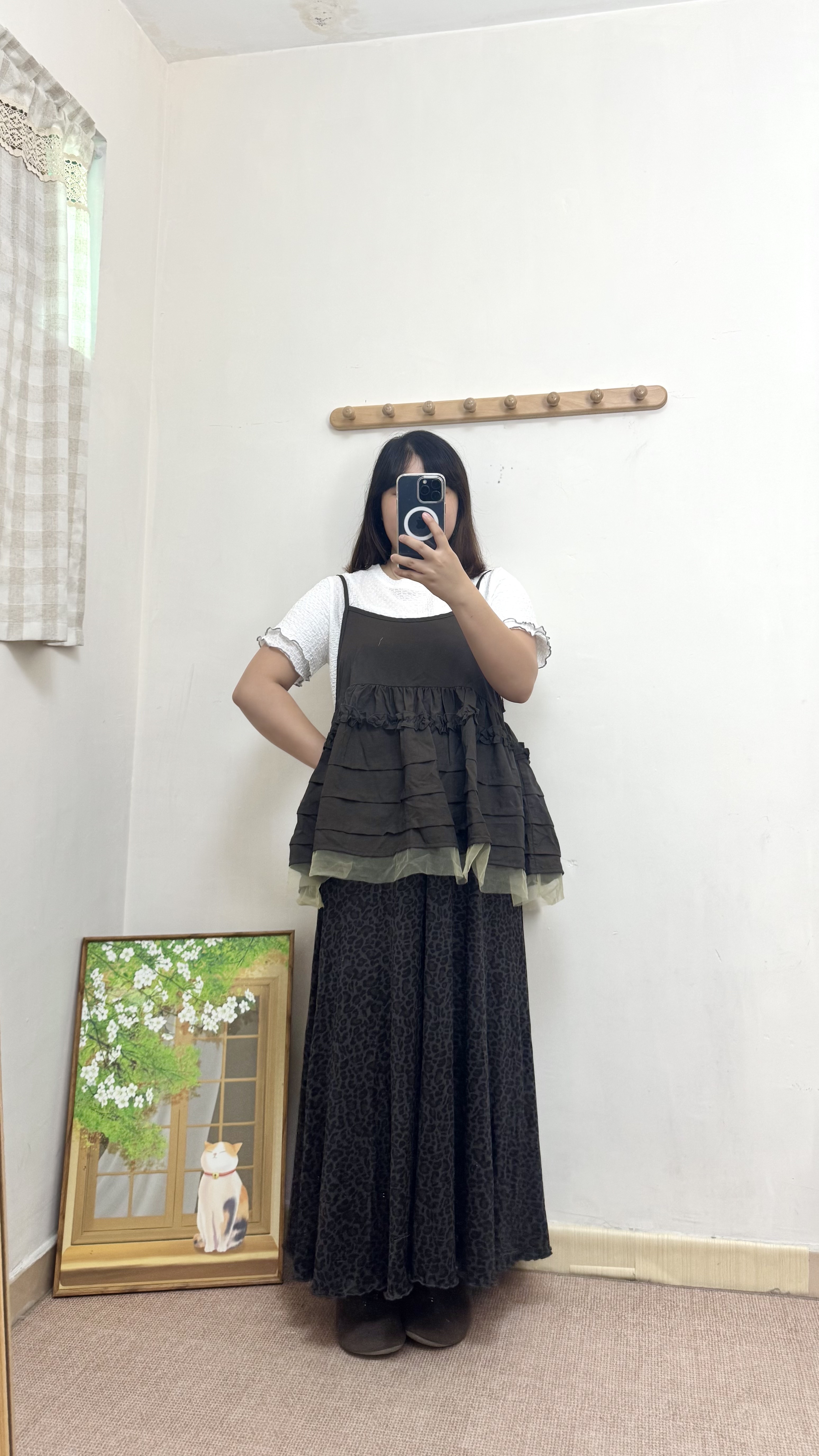 花邊壓摺拼紗吊帶