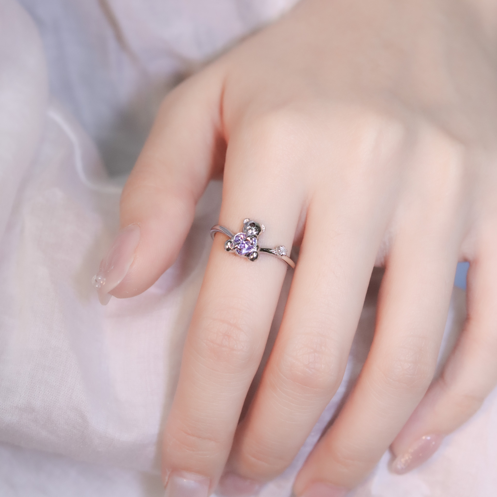 | 925純銀・白金 | 漫紫愛意熊啤啤戒指 | RI0934 |