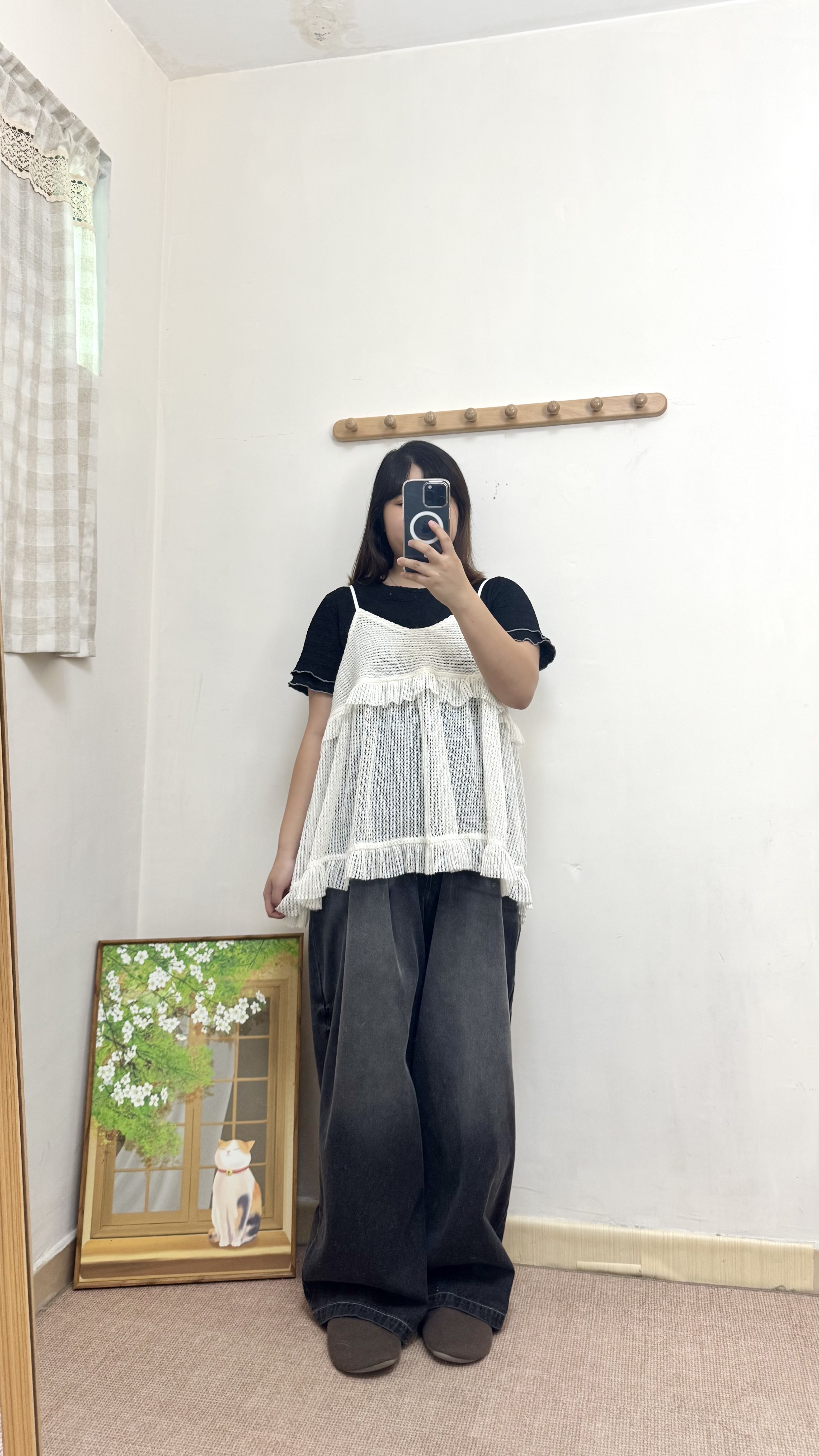 顯瘦！闊身刷色全橡筋牛仔長褲