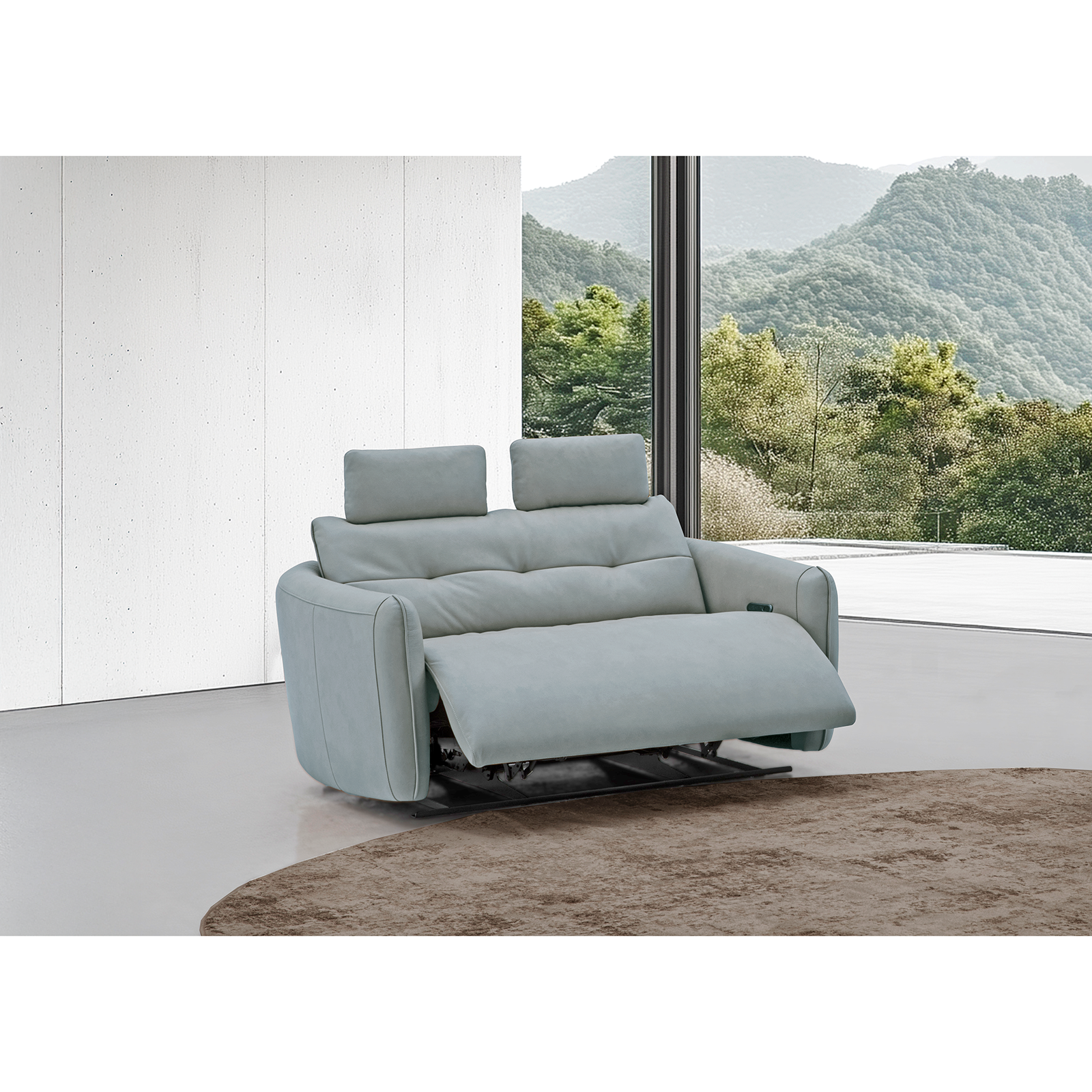 Jena 雙人電動牛皮搖椅沙發 - 寶寶藍〔SFCL160-2S〕