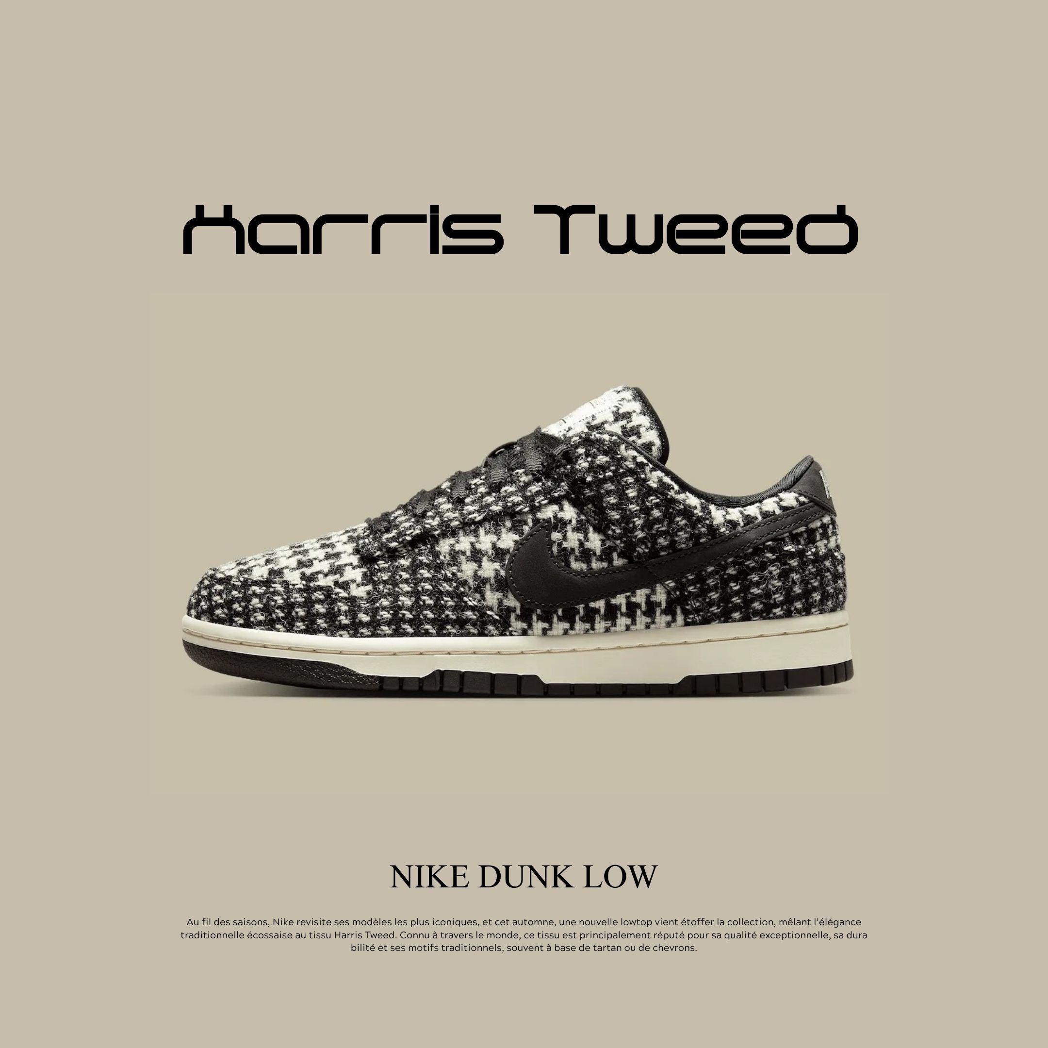 NICEDAY 代購 Harris Tweed x Nike Dunk Low 手工 編織 羊毛 格紋 黑白 聯名 HQ5036-901