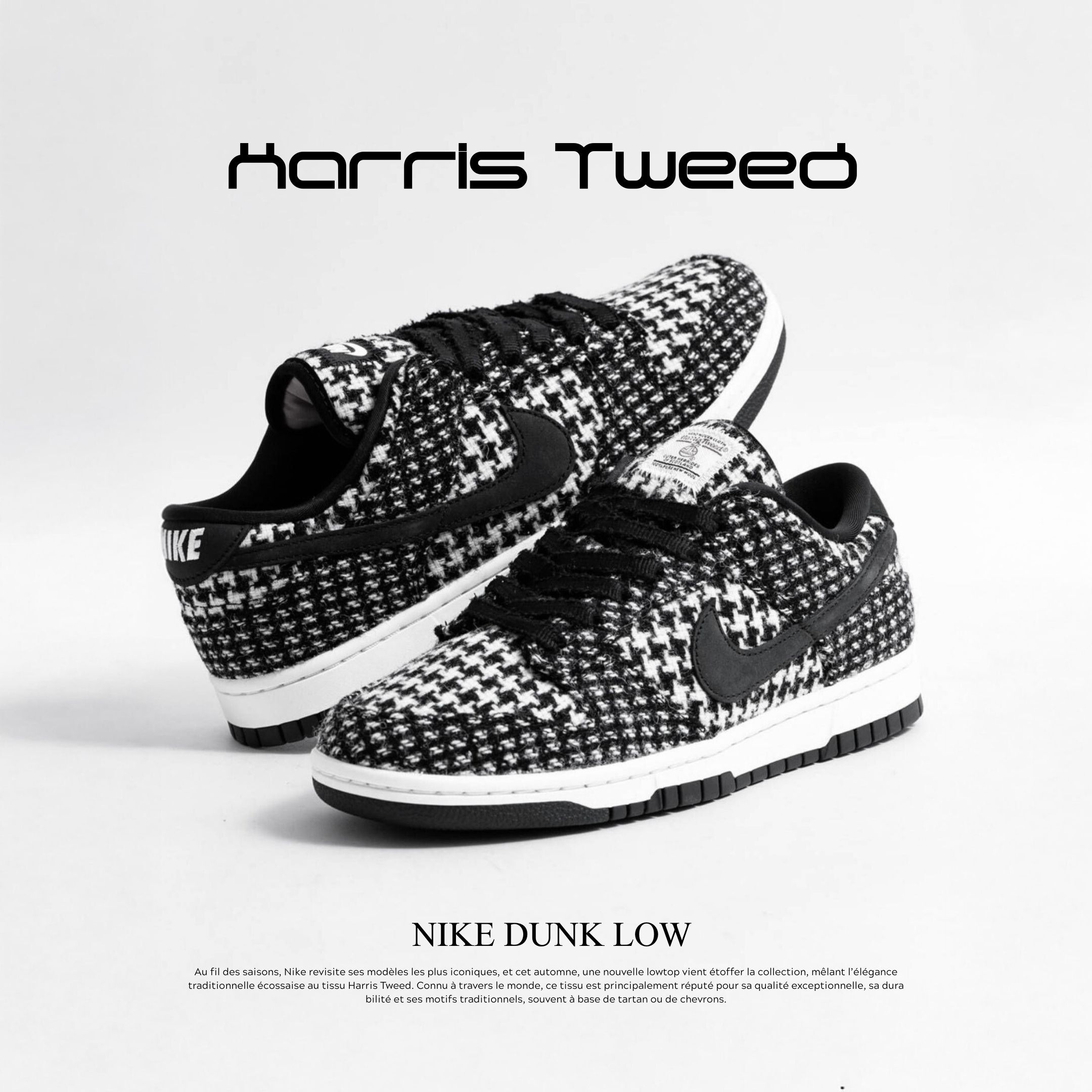 NICEDAY 代購 Harris Tweed x Nike Dunk Low 手工 編織 羊毛 格紋 黑白 聯名 HQ5036-901