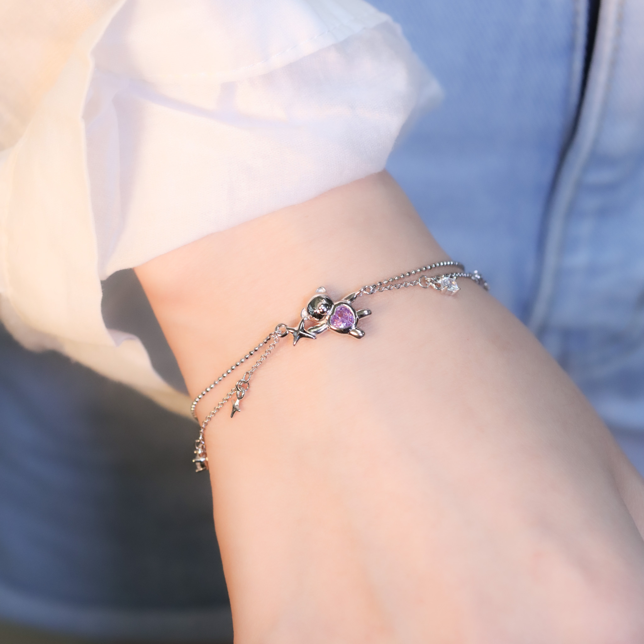 | 925純銀・白金 | 漫紫愛意熊啤啤手鏈 | BR1393 |