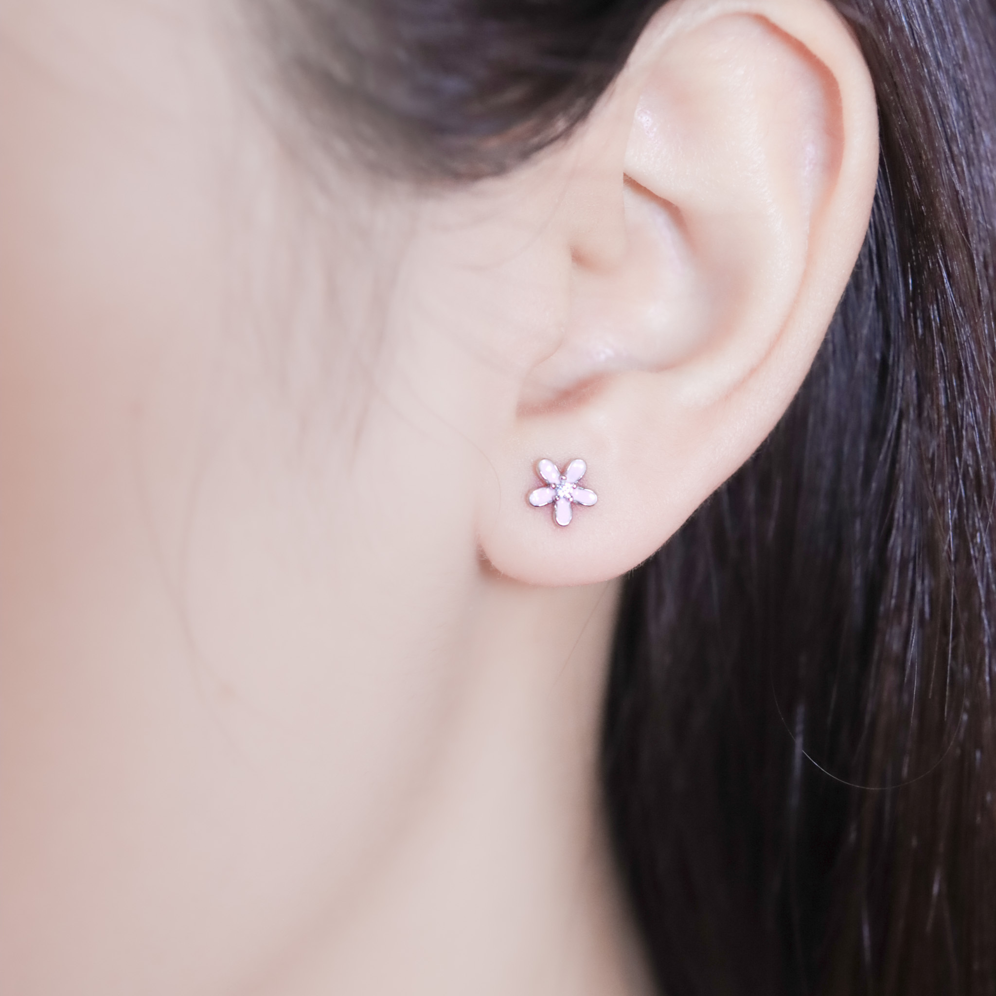 | 925純銀 | 少女系花花耳環(粉色/黃色) | EA1043 |