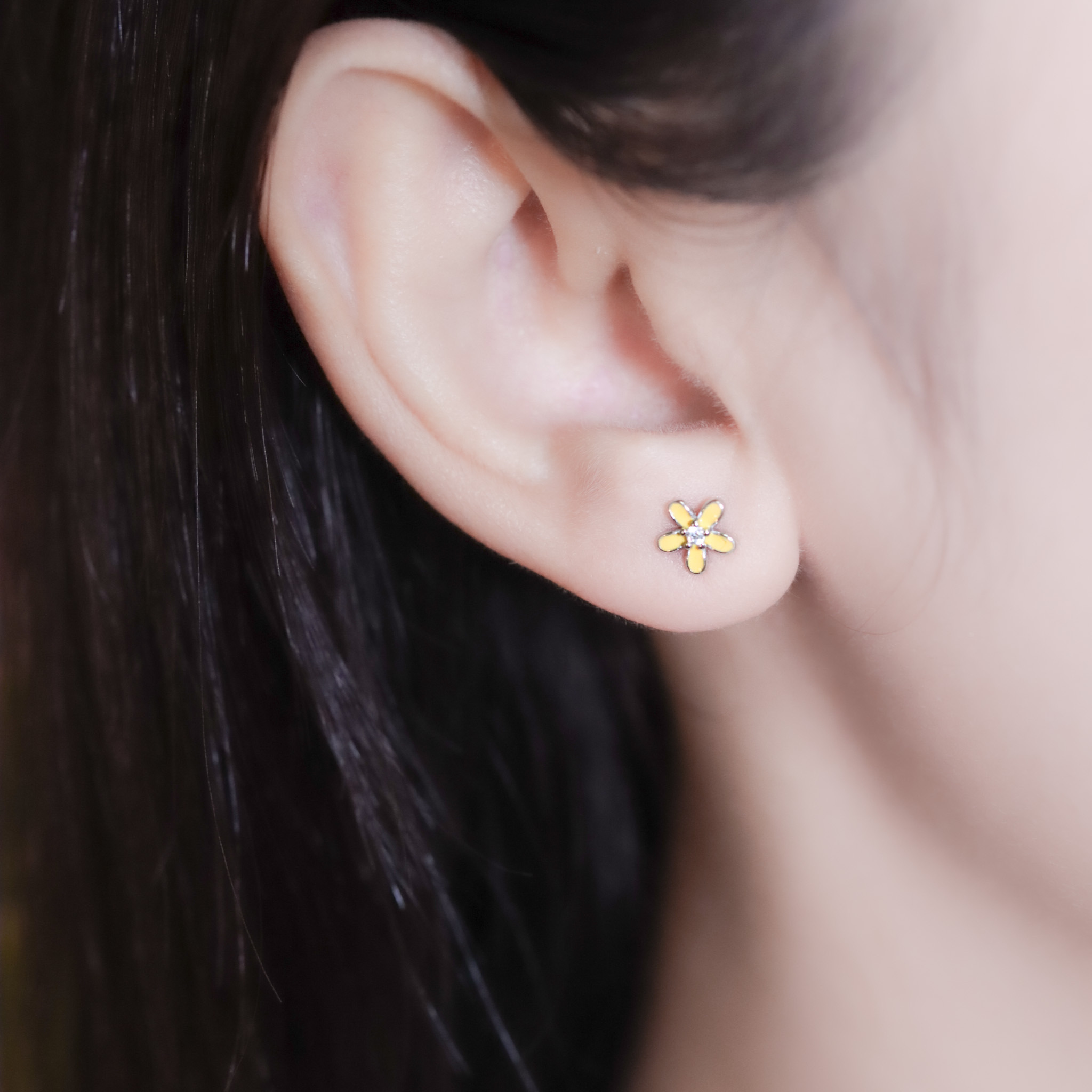 | 925純銀 | 少女系花花耳環(粉色/黃色) | EA1043 |