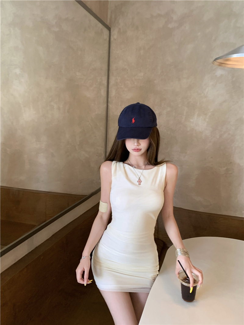 彈性網紗 純慾貼身小洋裝(格紋/白)