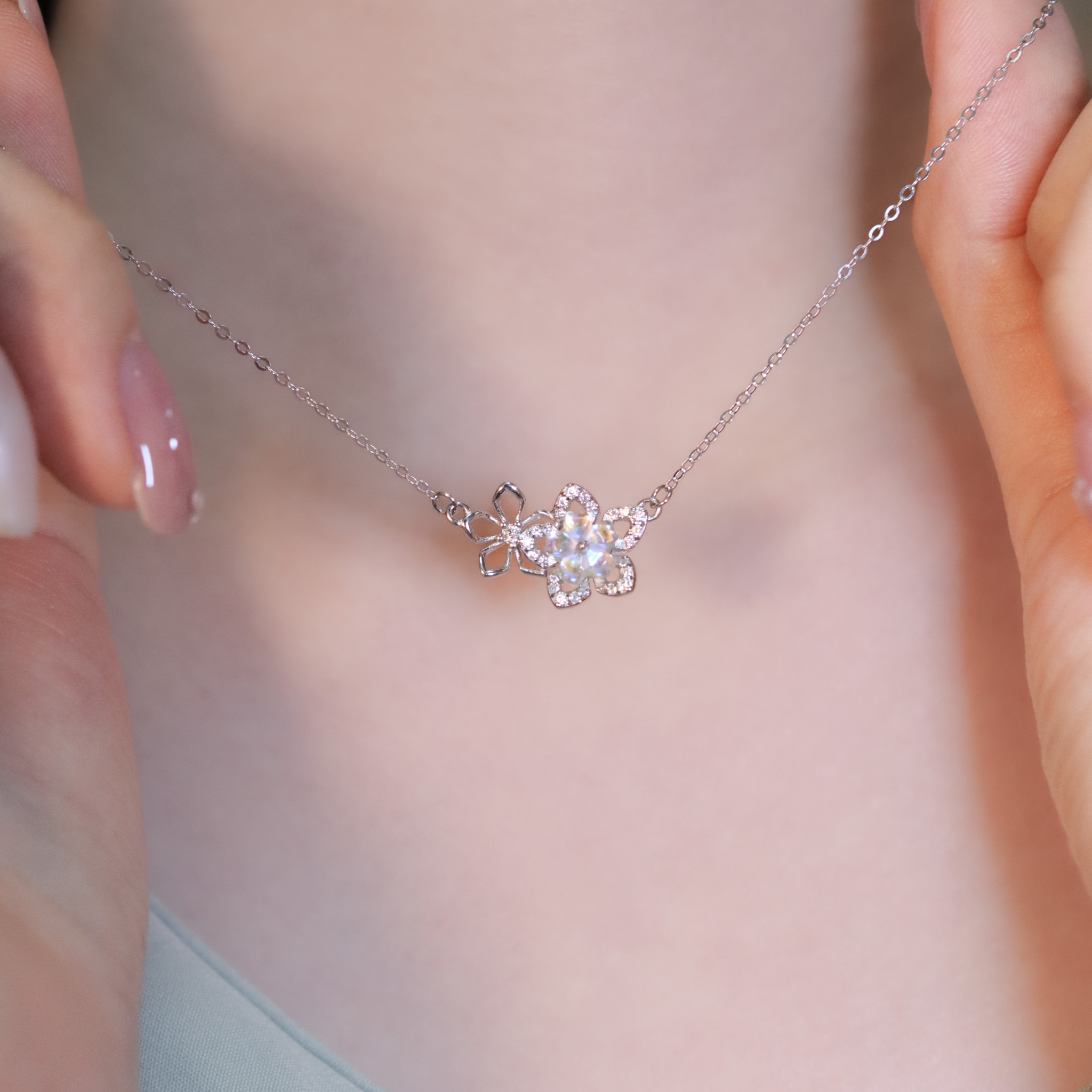 | 925純銀・白金・琉璃 | 花漾陪伴項鍊 | NE1485 |