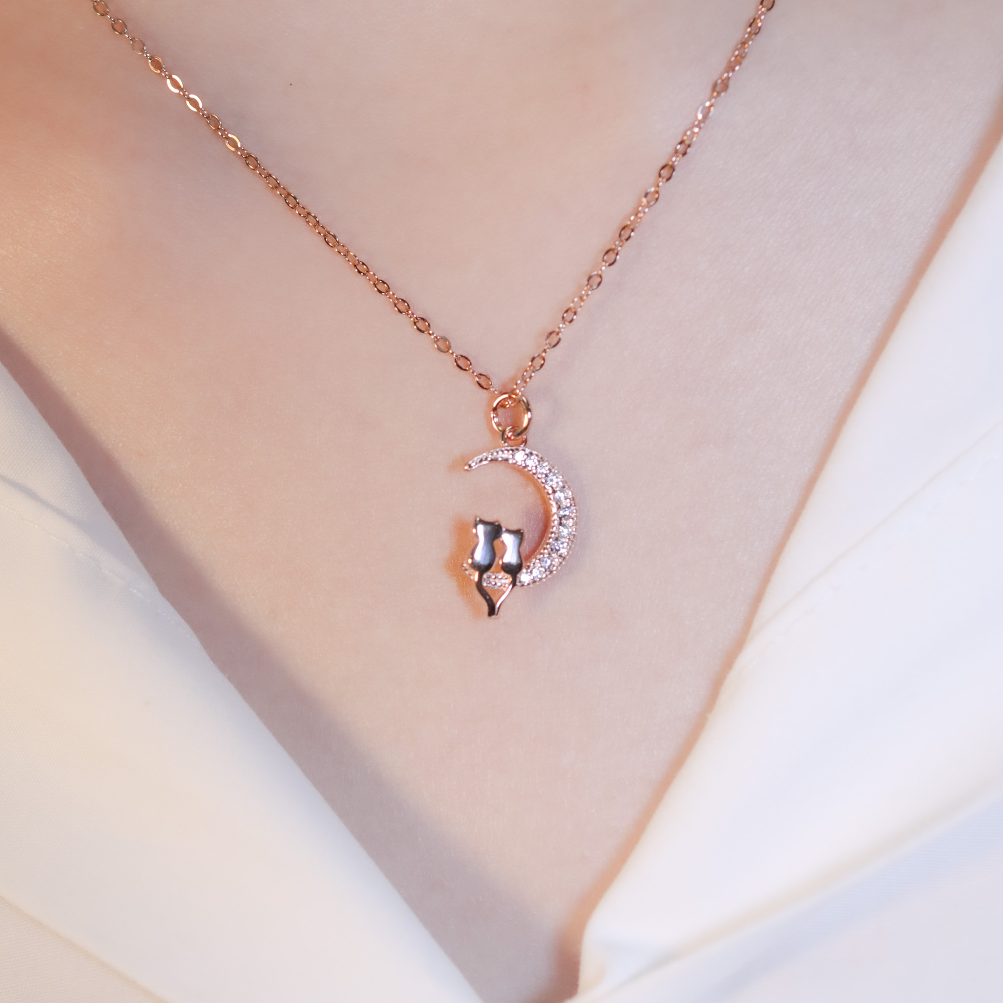 | 925純銀・玫瑰金 | 來自貓咪的擁抱項鍊2.0 | NE1465 |