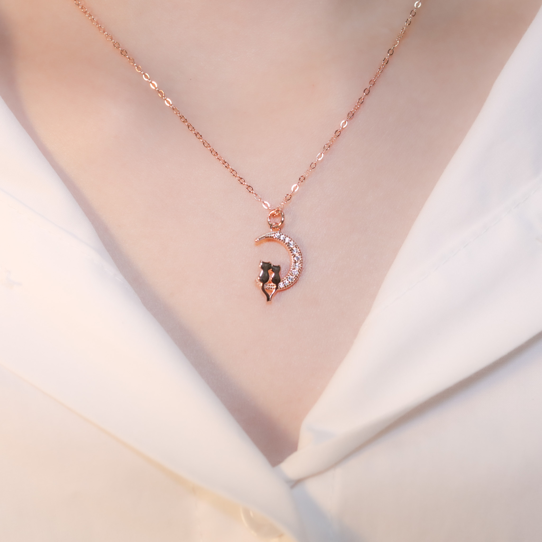 | 925純銀・玫瑰金 | 來自貓咪的擁抱項鍊2.0 | NE1465 |