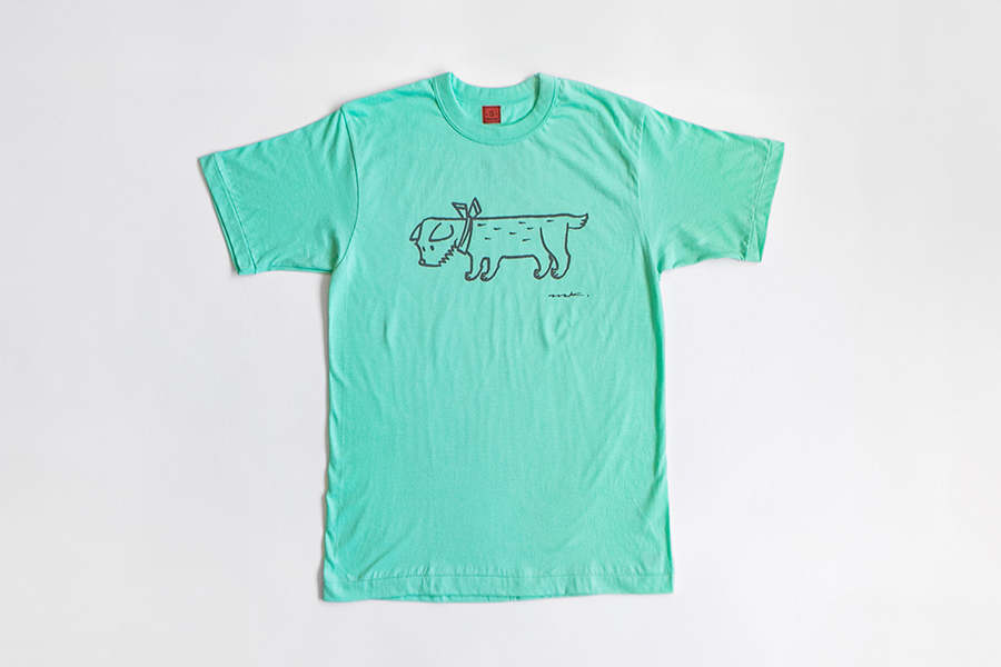 鹿兒島睦週邊 - T恤 狗狗 淺綠色 S