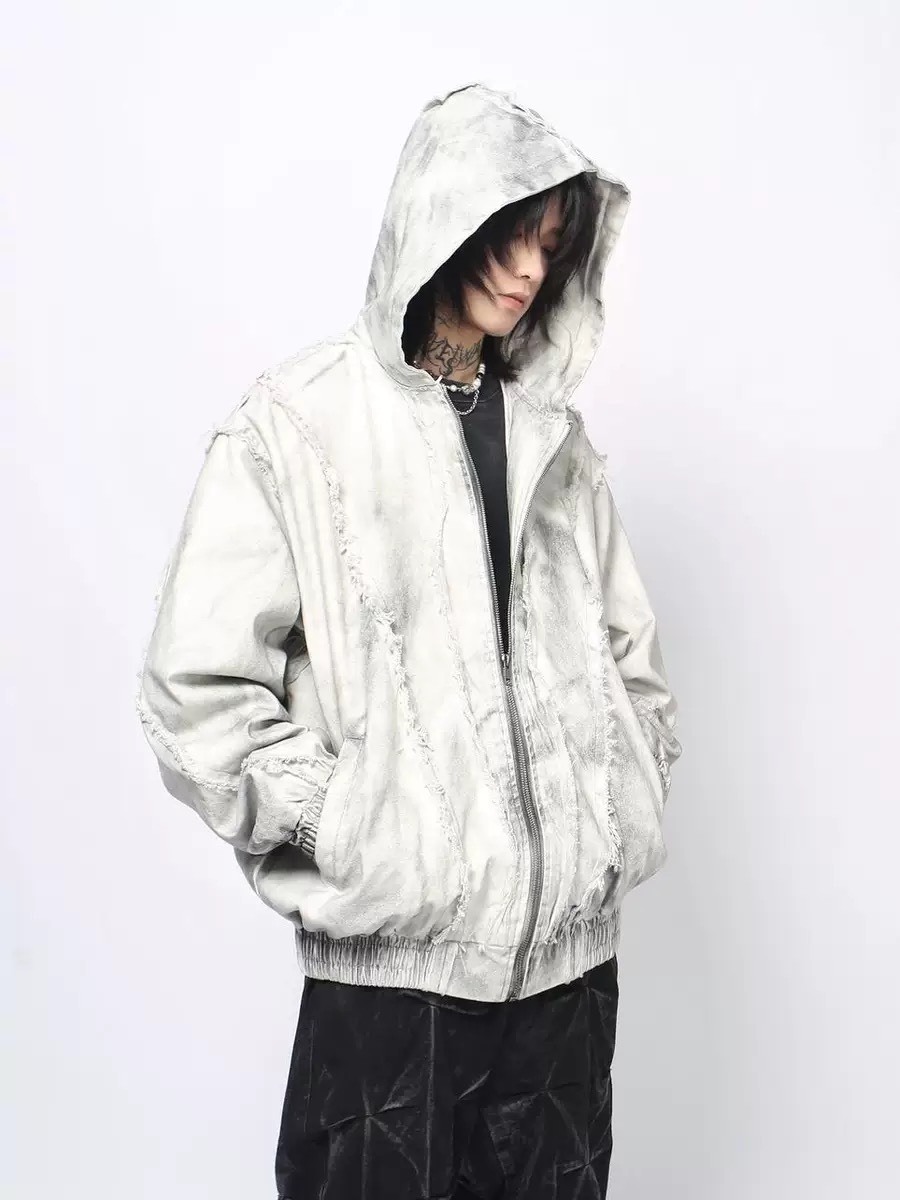 ACR 廢土 噴漆 髒染 毛邊 連帽 外套