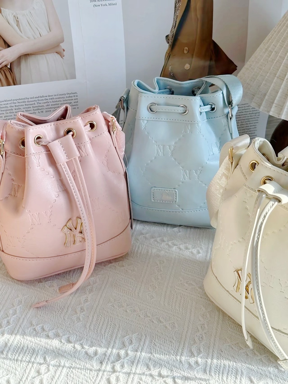 MLB 皮革 水桶 單肩包